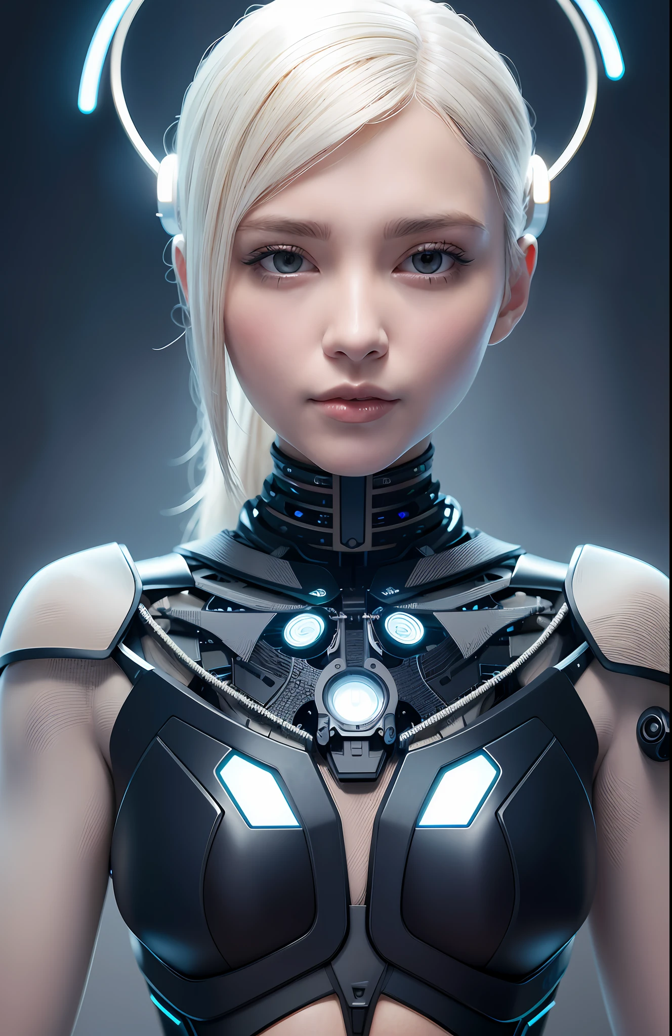 Intricate 3d rendering of highly detailed beautiful ceramic silhouette female robot face, cyborg, robot parts, 150 mm, beautiful studio soft light, rim light, vibrant details, luxury cyberpunk, lace, surreal, anatomy , Facial Muscles, Cable Wires, Microchips, Elegance, Beautiful Background, Octane Rendering, HR Giger Style, 8k, Best Quality, Masterpiece, Illustration, Very Delicate and Beautiful, Very Detailed, CG, Uniform, Wallpaper, ( fidelity, fidelity: 1.37), stunning, fine detail, masterpiece, best quality, official art, very detailed cg unity 8k wallpaper, absurd, unbelievably absurd, robot, silver helmet, full body, sit and write