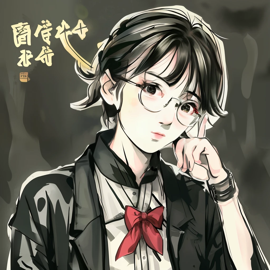 Wind voice side hustle, handsome, wearing glasses, Chinese knowledge blogger, wisdom