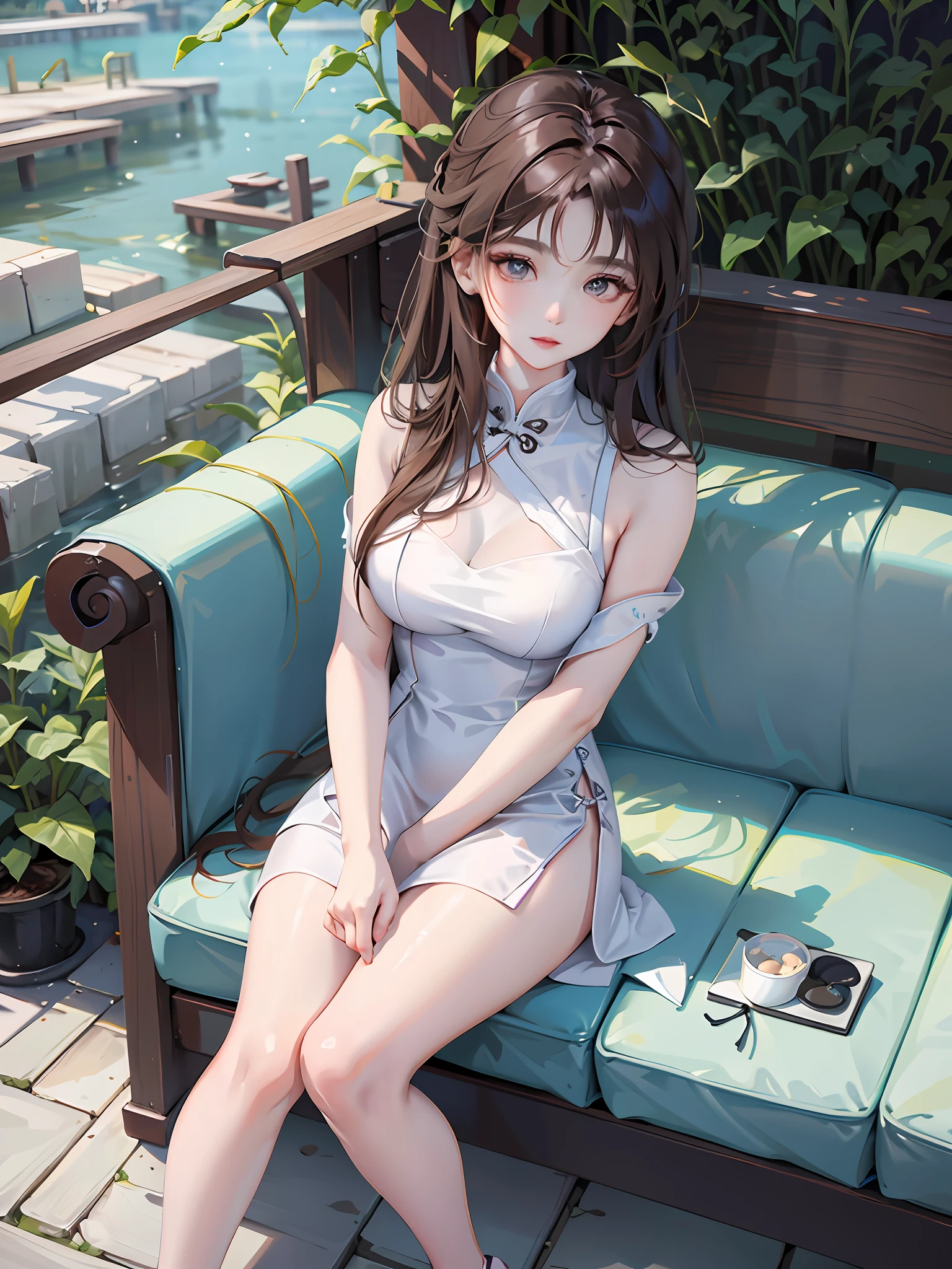 An elegant woman sitting on subway looking at her phone, beautiful chinese woman, gorgeous chinese young woman, chinese female fashion model, in yeonnam, choi hyun-hwa, gorgeous chinese model, bai susie, slim girl model photo, bandeau dress, 2 4 year old female model