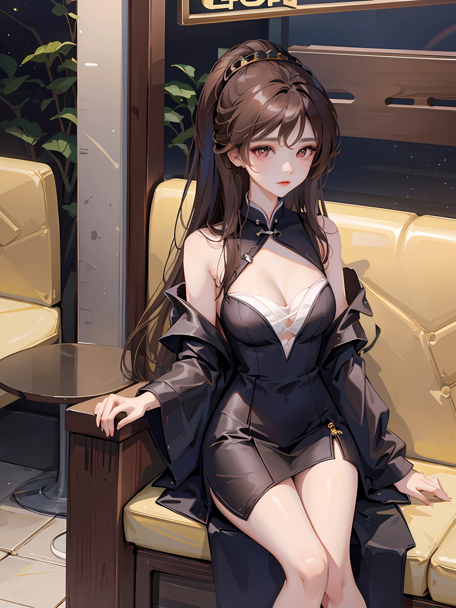 An elegant woman sitting on subway looking at her phone, beautiful chinese woman, gorgeous chinese young woman, chinese female fashion model, in yeonnam, choi hyun-hwa, gorgeous chinese model, bai susie, slim girl model photo, bandeau dress, 2 old female model