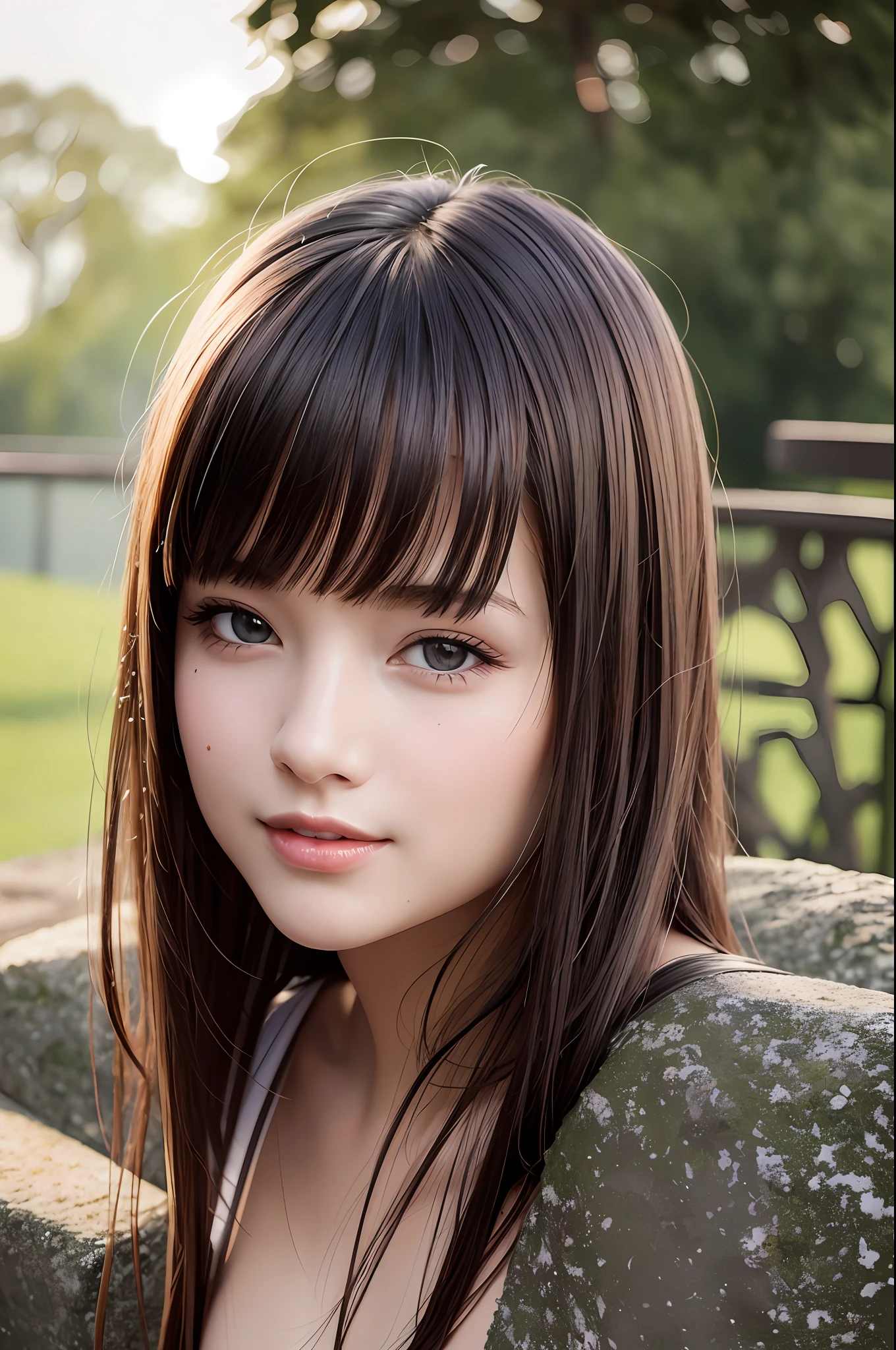(8K), (Best Definition: 1.2), (Realistic), (Photorealistic: 1.37), Ultra High Definition, 1 Girl, Cute, Smile, Closed Mouth, Beautiful in Detail, Beautiful Nose, Full Body, Wet Hair, Small, Naked