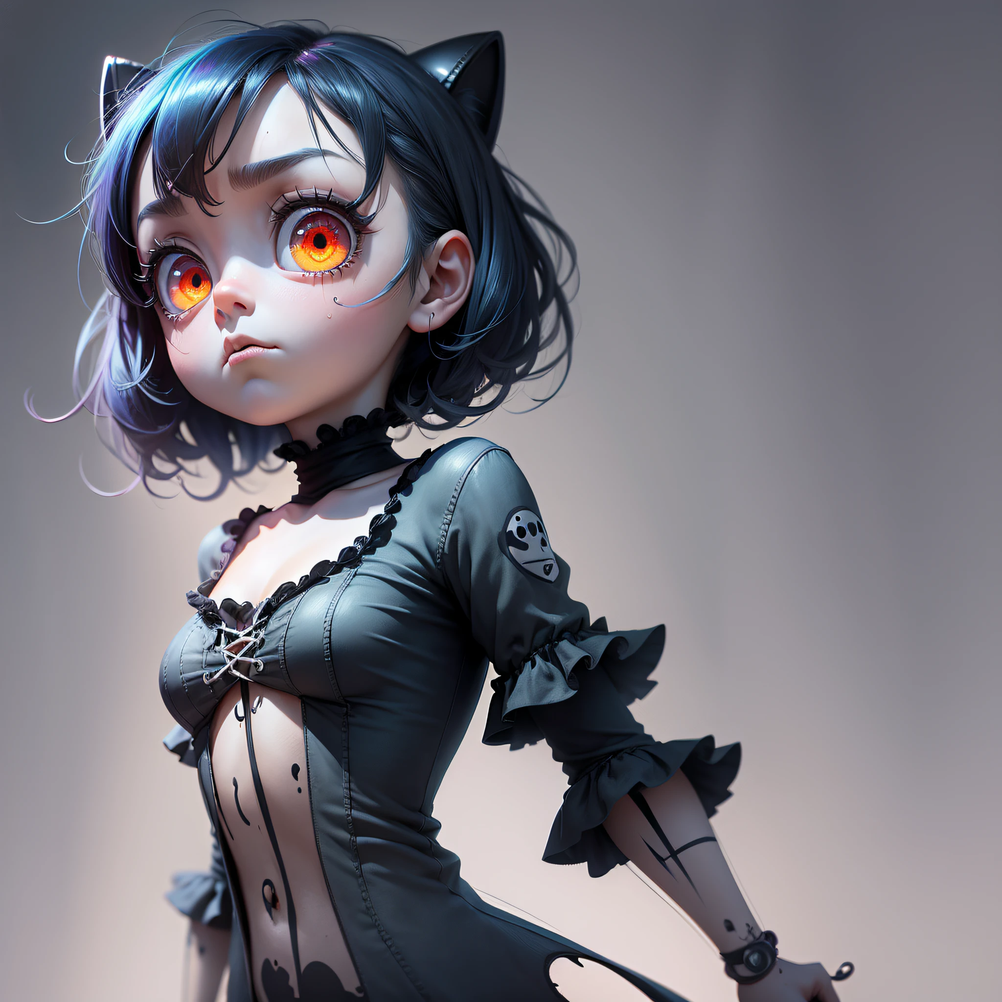 Pixar style, gloomy, negative, twisted, weird, big-eyed loli, colorful --auto --s2