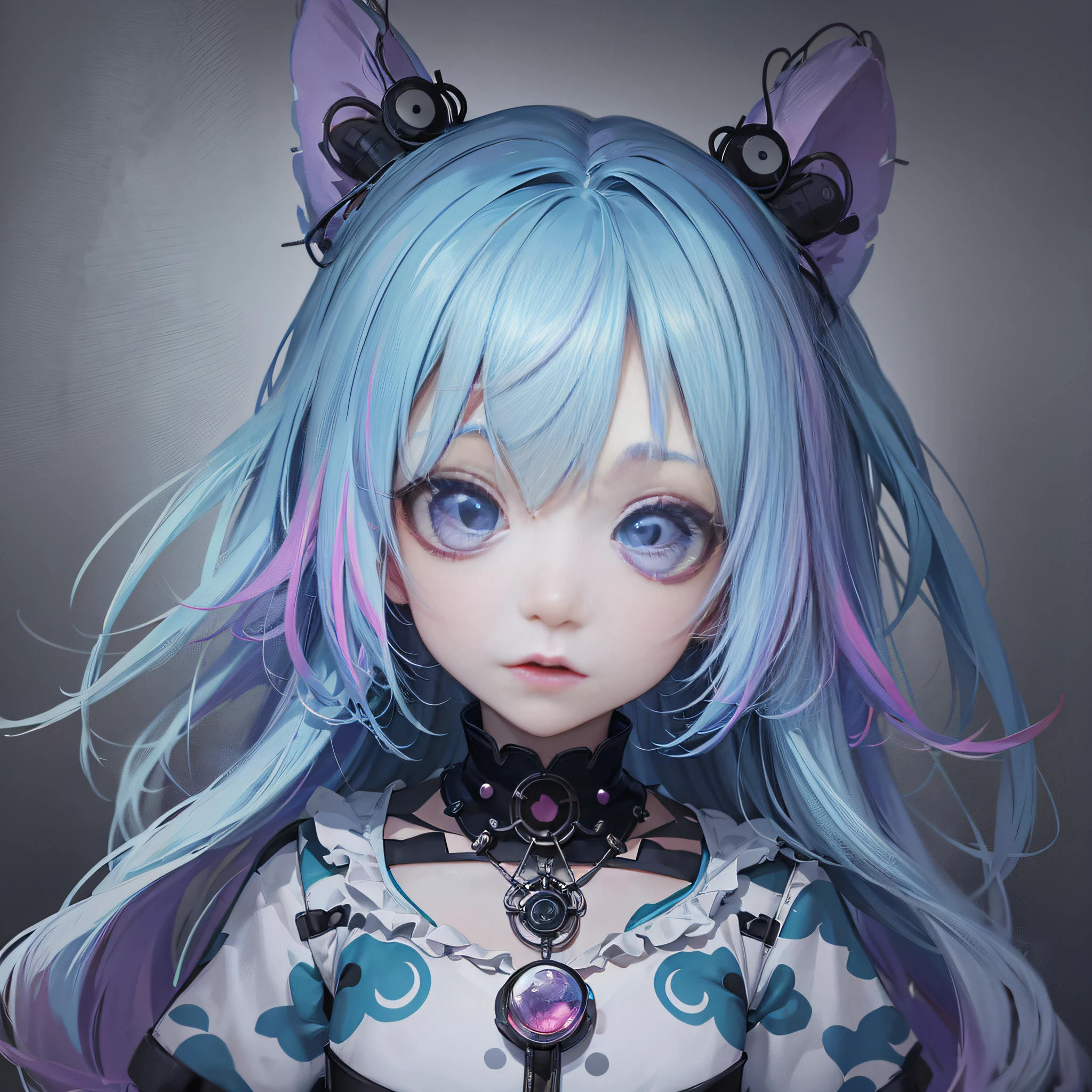 Pixar style, gloomy, negative, twisted, weird, big-eyed loli, colorful hair, bright HD hair color, background fantasy world, background color oppression. --auto --s2