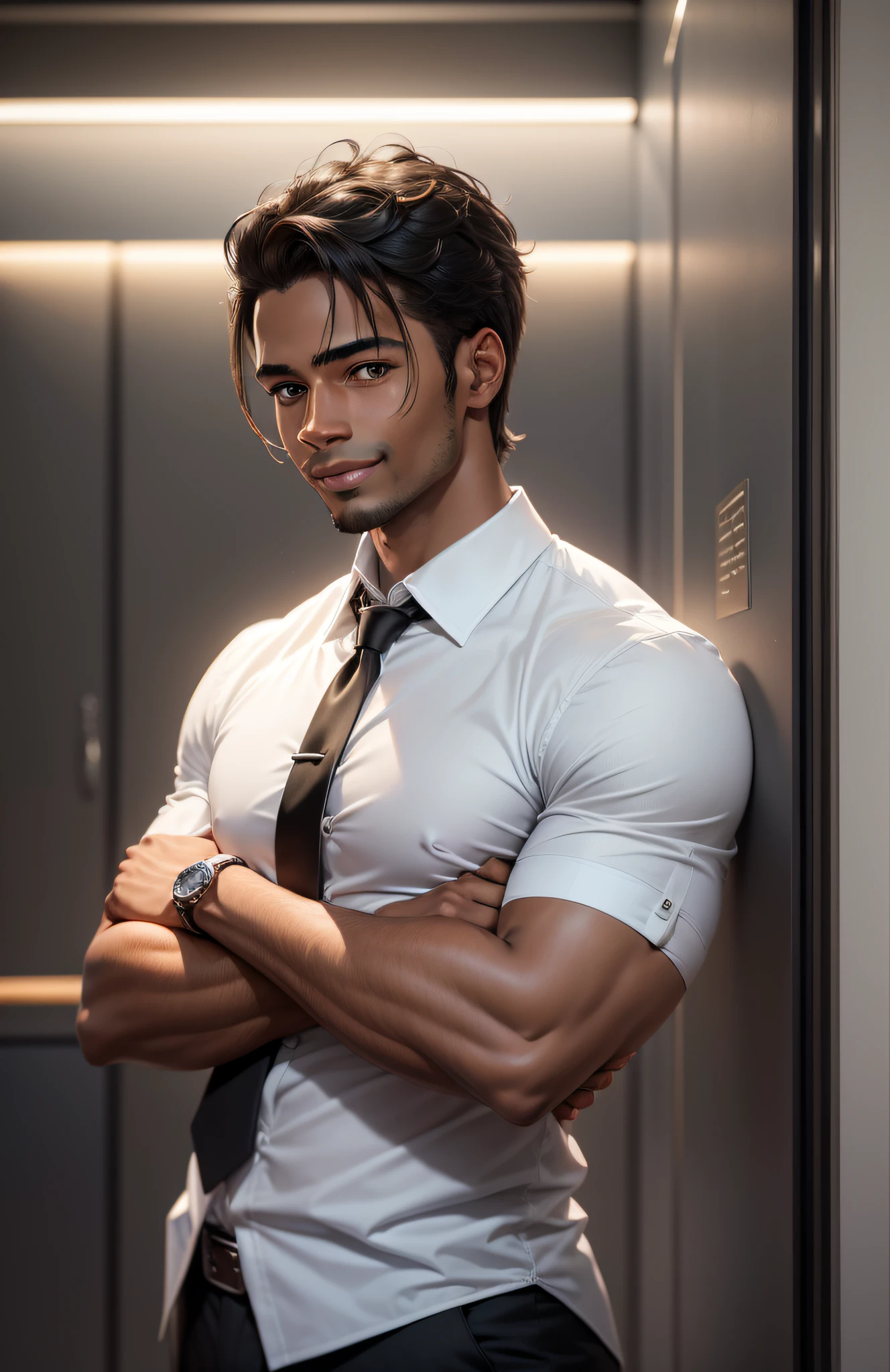 young man, black, strong, 30 years old, smiling, wearing light gray suit, white shirt, dark red tie, inside an adventist church, pose for photo, looking forward, body from side, stock photo, by Emma Andijewska, by Jakob Gauermann, church, high quality photo, medium portrait, photo taken, set photo, high resolution photo, religion,  friendship, very expressive, realistic anime, drawn, 4k