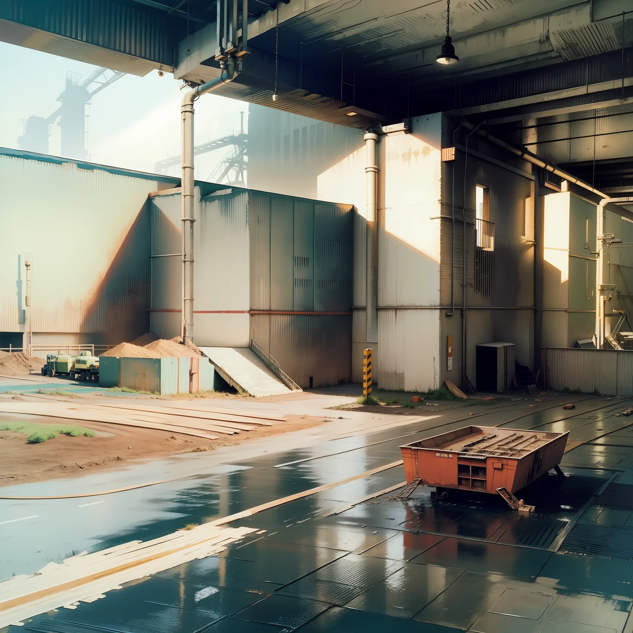 Painting an industrial site, realistic style
