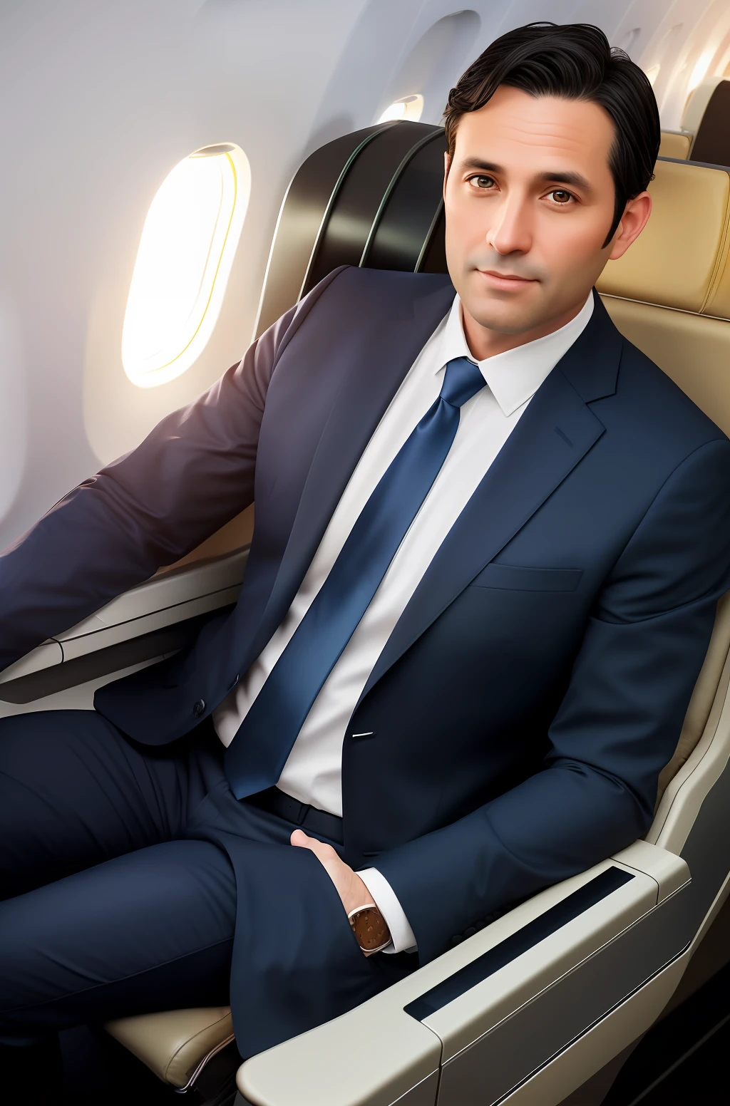 Portrait of a ((man)), 38 years old, middle-aged, dark hair, short and curled, ((full body)), wearing suit, formal wear, wearing social shoes, long sleeve, ((medium plane photo angle)), perfect composition, intricate, symmetrical, soft lighting, intricate details, highly detailed, unreal engine, studio photo, masterpiece, expert, insanely detailed, 4k resolution, realistic photo, realistic anatomy, dramatic lighting, professional lighting