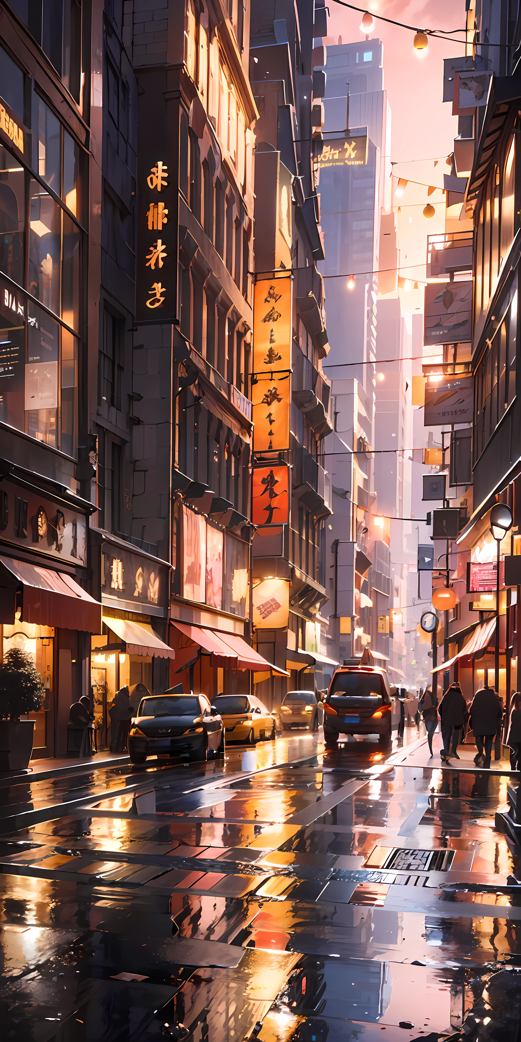 IPA awards winner, haselbland awards winner, a ultra detailed ultra busy modern city main street, perfect, face, very warm pink-orange colors, octane render, global illumination, intricate details, insane details, 23mm lens, sharp focus, art by Nicolas Poussin, perfect weights, perfect shadows, perfect geometry, perfect lighting, perfect textures, perfect shapes, perfect detail, intensive details, perfect post processing, perfect weights, every part of picture is perfectly detailed and sharp, perfect composition, sharp detailed background, very detailed world, busy imae, global illumination, whole picture is detailed and focused, perfect perspective, perfect light reflections, perfect ambient occlusion, digital blending, luminosity masks, perfect objects positioning, ultra quality, 32k resolution, all objects perfect shape, all object as in real world, cinematic , spectacular, crowded , perfectly tunned, settings from Alchemy, hyperdetailed, intricate details, world indentation. intricate perfection, intricate best geometry, best volumetric effects, best possible quality