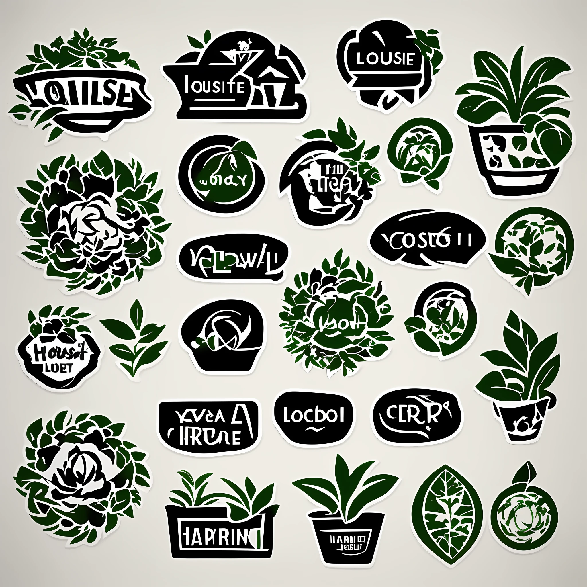 Houseplant stickers, vector, YES logo