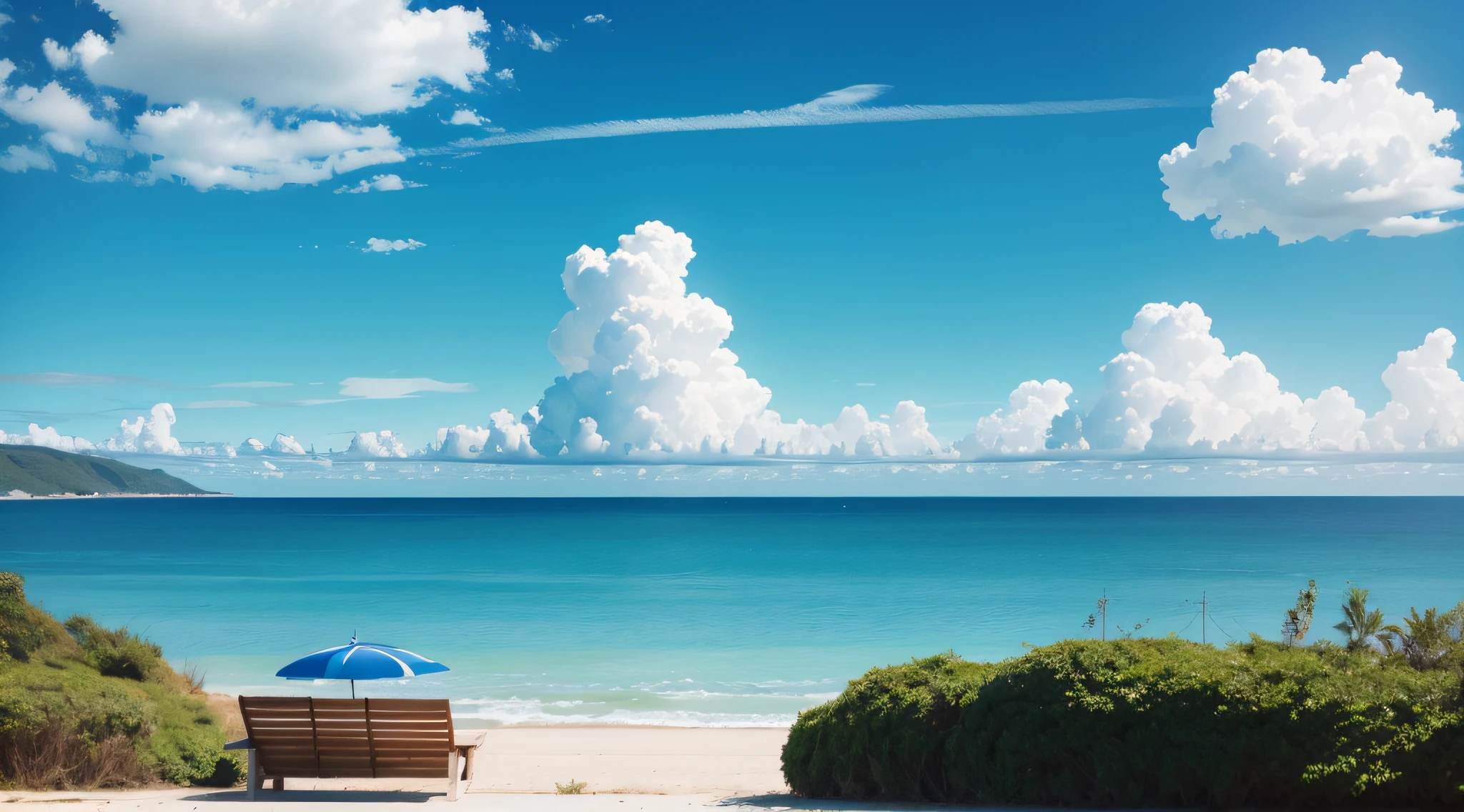 Blue sky, no clouds, sea, sunshine, no people --auto --s2