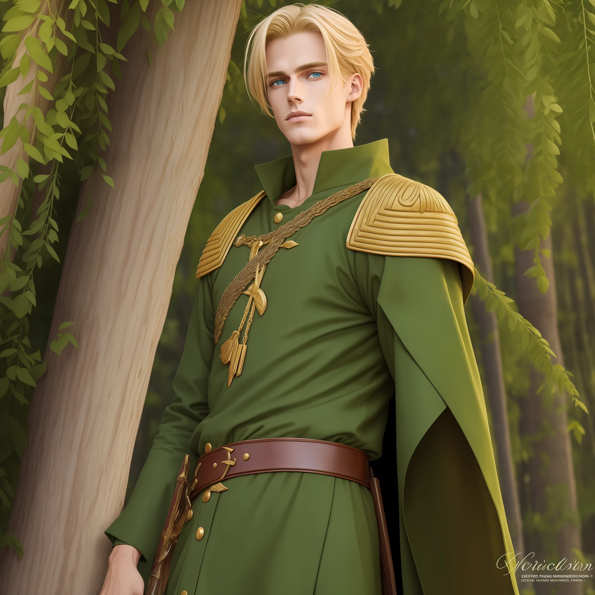 Neels Visser is a prince who has golden blonde hair, wears a green medieval military outfit