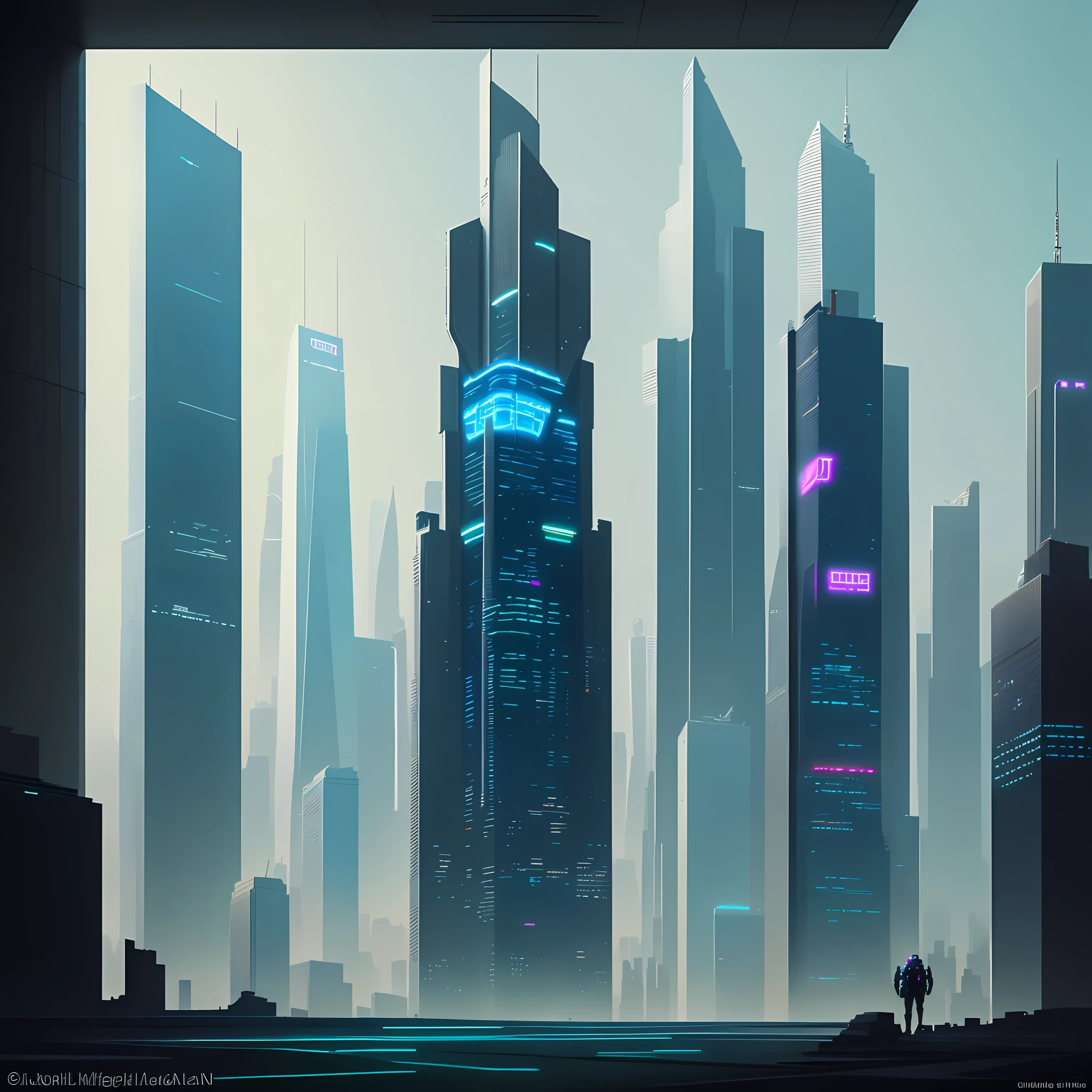 Skyscrapers Skyscrapers Cyberpunk Sci-Fi Top Quality Ultra High Definition Megacity Masterpiece Neon