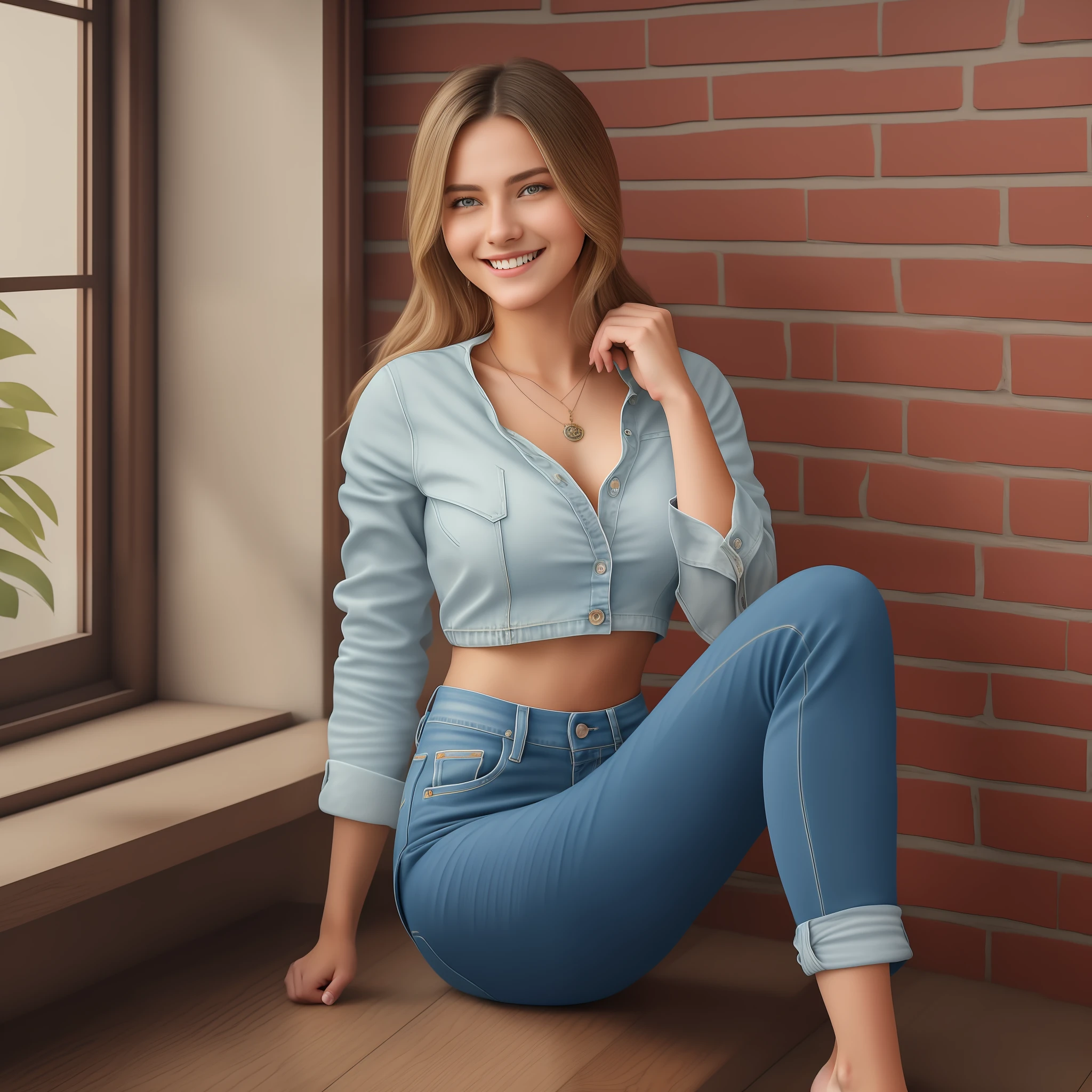 (masterpiece), best quality, realistic, ultra-detailed CG, 8k HDR wallpaper, portrait of a beautiful 23-year-old Hungarian girl named Bobungda Tuni, wearing jeans, full-body pose, eye-catching smile on her face, isolated from the background, alone, single image