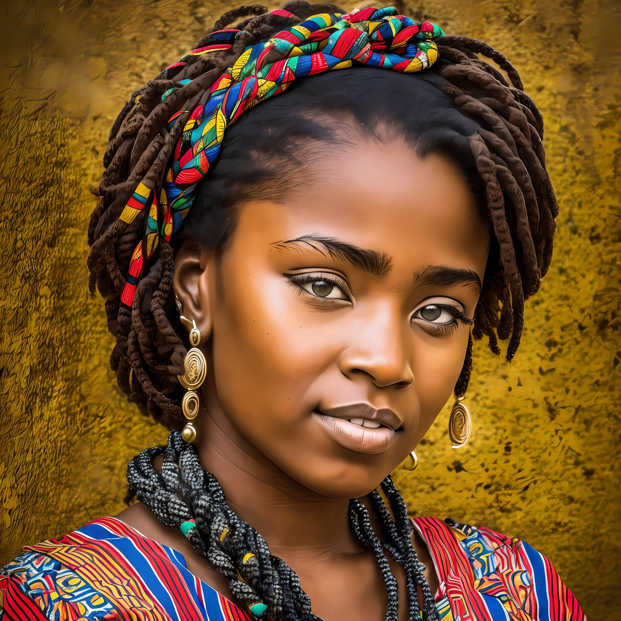 A portrait of an Afro-descendant woman with nagô braids in her hair in an African city --auto --s2