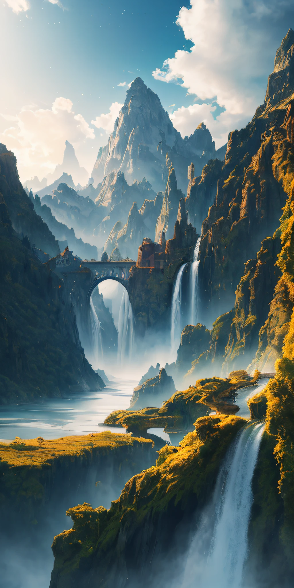 Analog style,ChromaV5,nvinkpunk,(extremely detailed CG unity 8k wallpaper),An image of a majestic river, trees on the sides, tiny waterfall, intense fog ,award winning photography, Chromatic Aberration, Detailed , HDR, Bloom, style by Monet, Pissarro, and Sisley ,trending on ArtStation, trending on CGSociety, art by midjourney