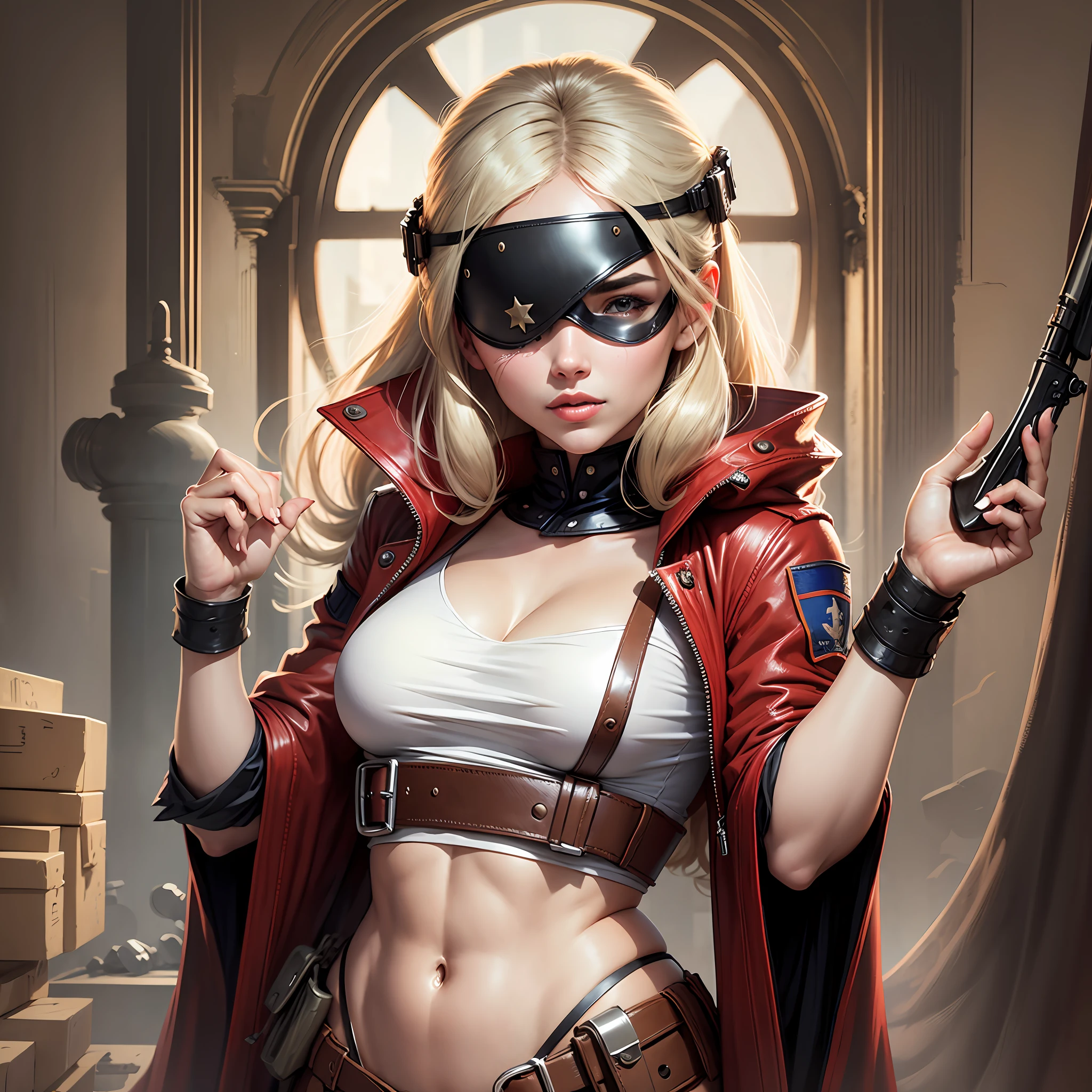 Beautiful woman with soldier style blindfold --auto --s2