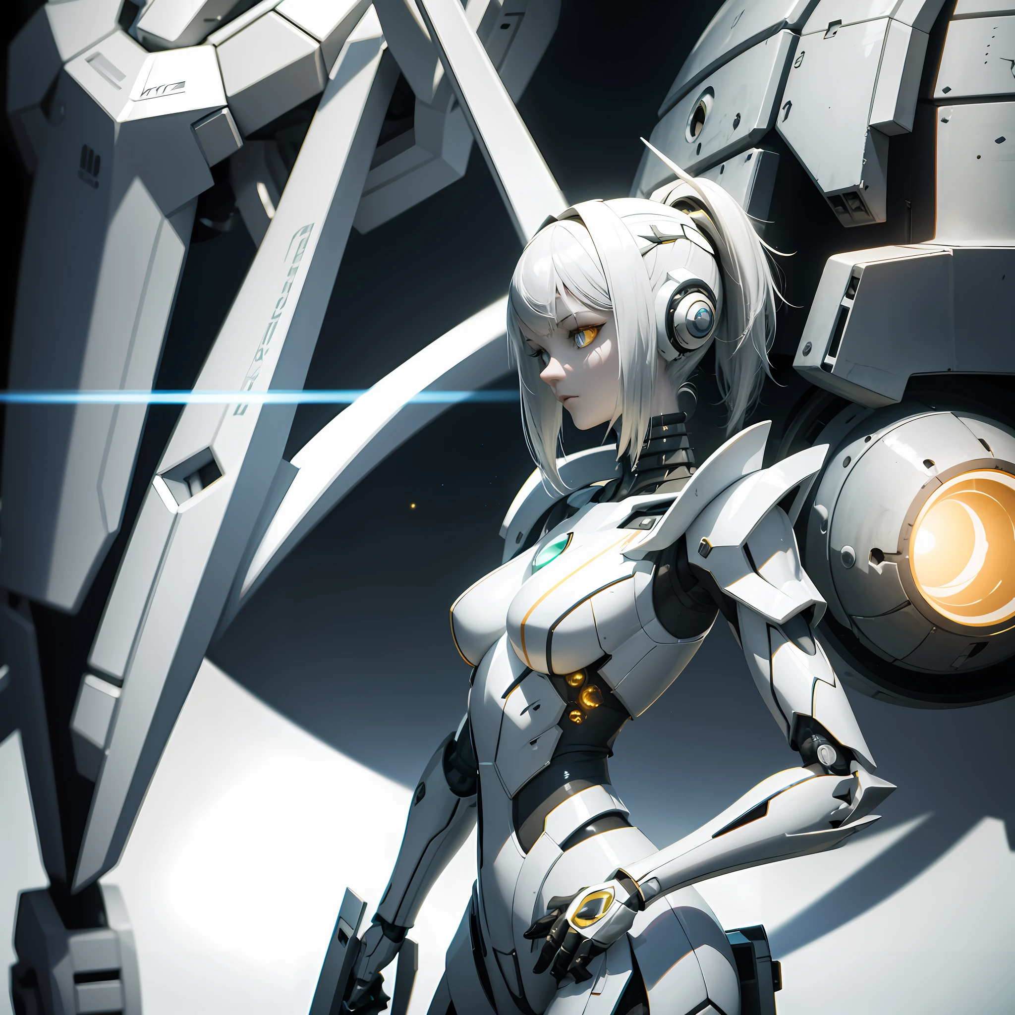 3d rendering of [woman::creepy alien:8], mech girl, white hair, long legs, small breasts, golden pupils, ceramic mech, very detailed, 8K, stunning, hdr, subsurface scattering, global illumination, cinematic still, film-like, bokeh, 3D, RTX, very detailed, gorgeous pattern, volumetric lighting, caustics, 512paintstyle1, style-psycho, eonn2