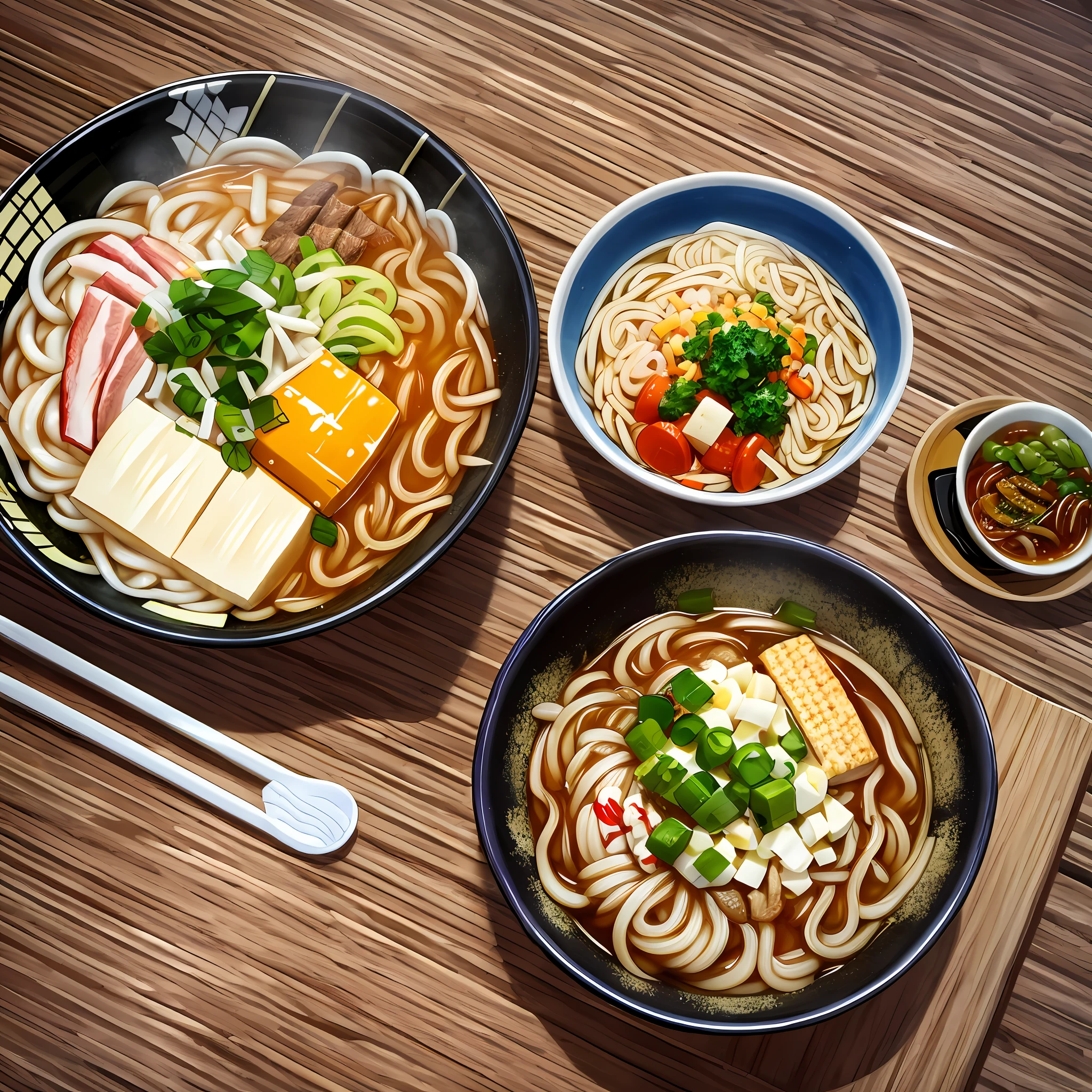 Showdown between ramen and udon noodles