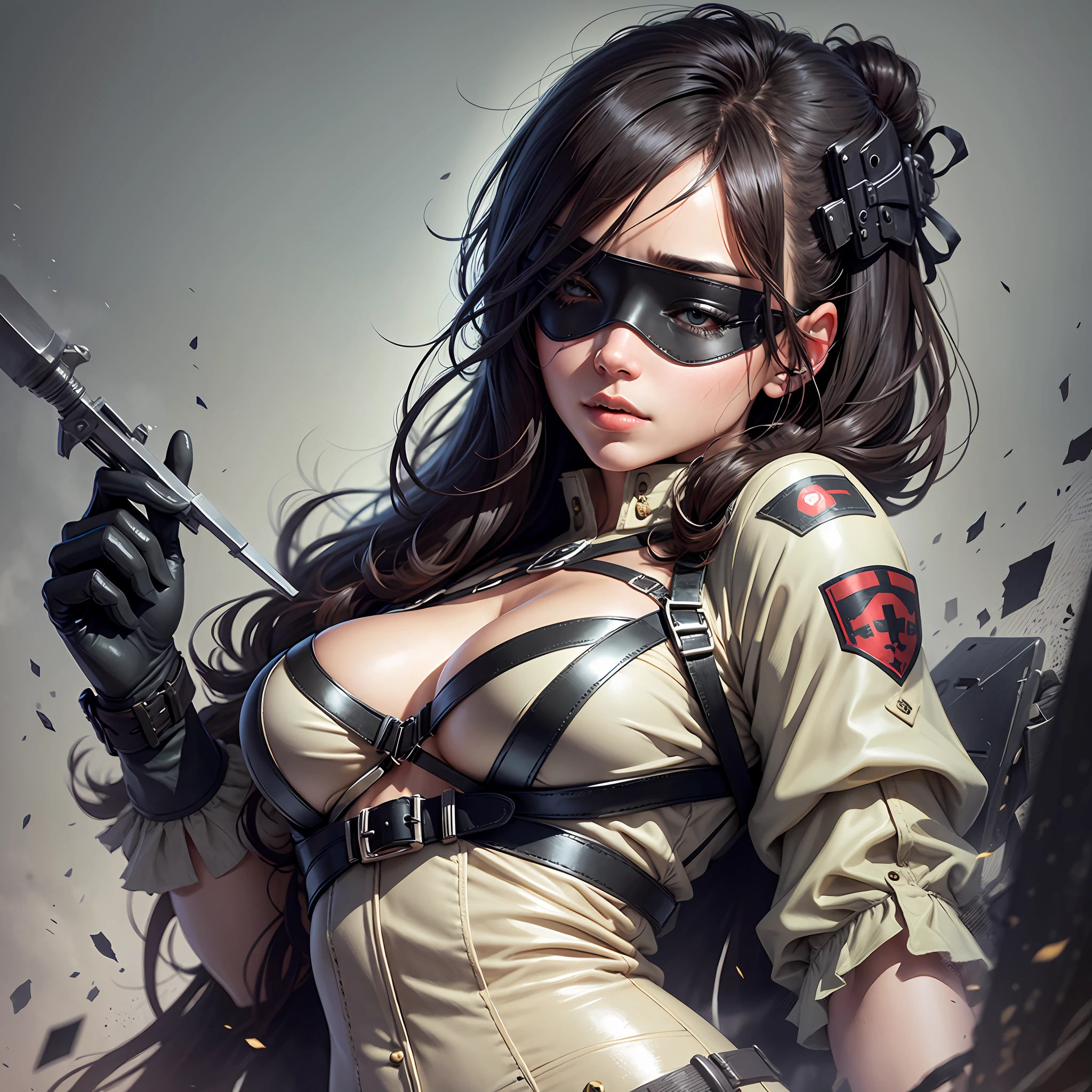 Beautiful woman with soldier style blindfold --auto --s2