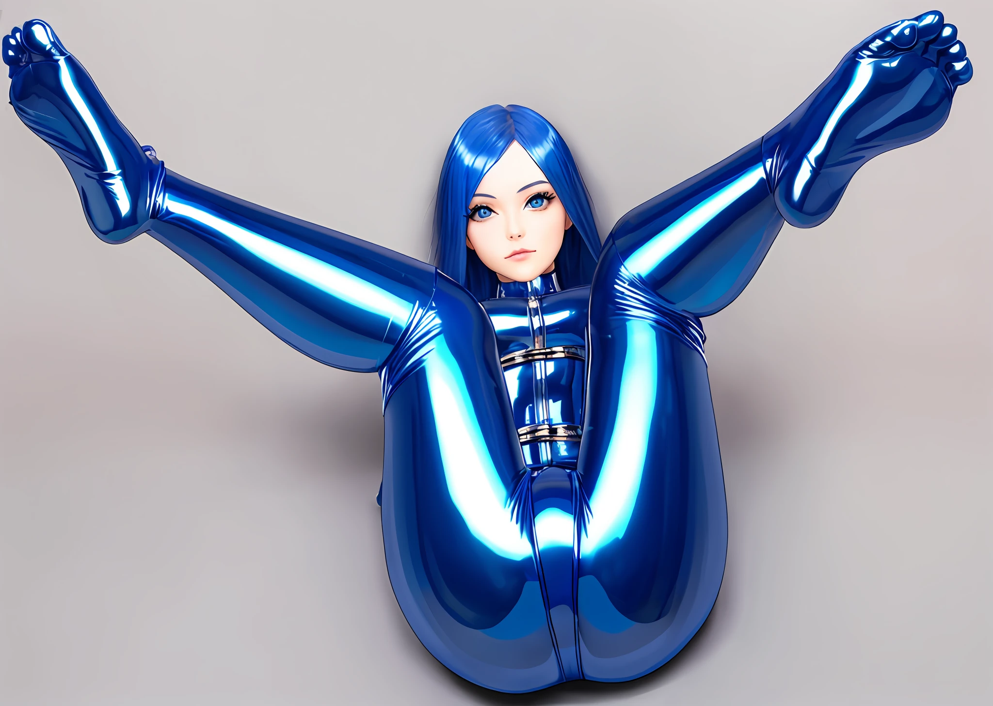 Perfect feet, natural feet, feet made of metallic blue latex, metallic blue latex feet with toes, metallic blue latex toes, Metallic blue latex toe socks