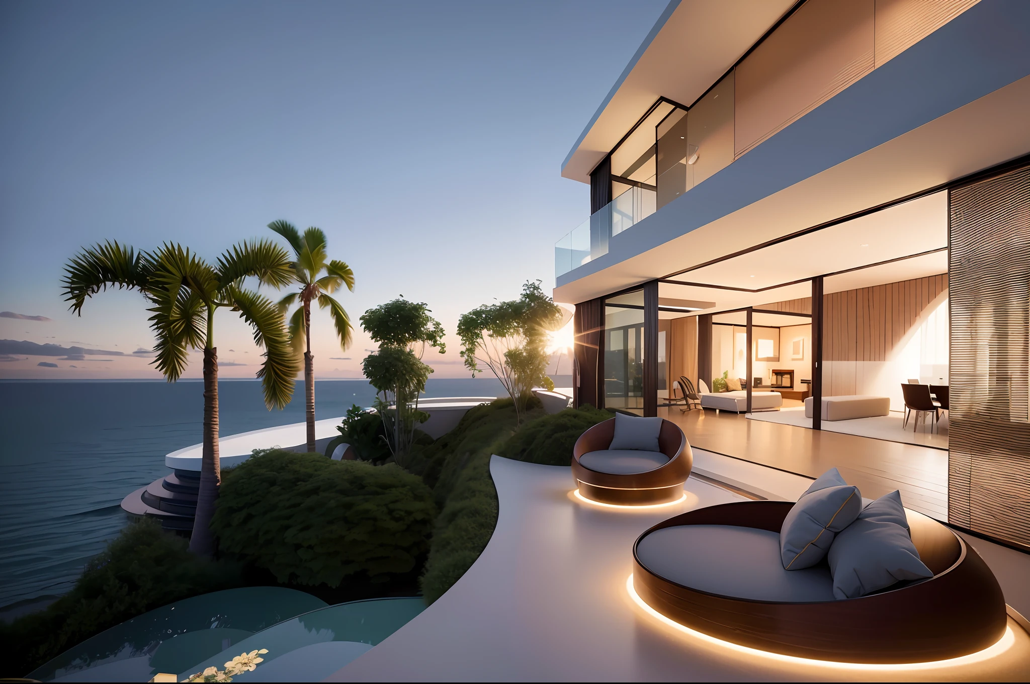 there are two chairs in the middle of a large room, modern interior design, house interior, modern design, interior architecture view, luxury condo interior, modern style, precise architectural rendering, home interior, fancy apartment, luxurious environment, high end interior, stuning 3 d render, architectural 3 d render, contemporary design, stunning 3 d render, stunning 3d render
