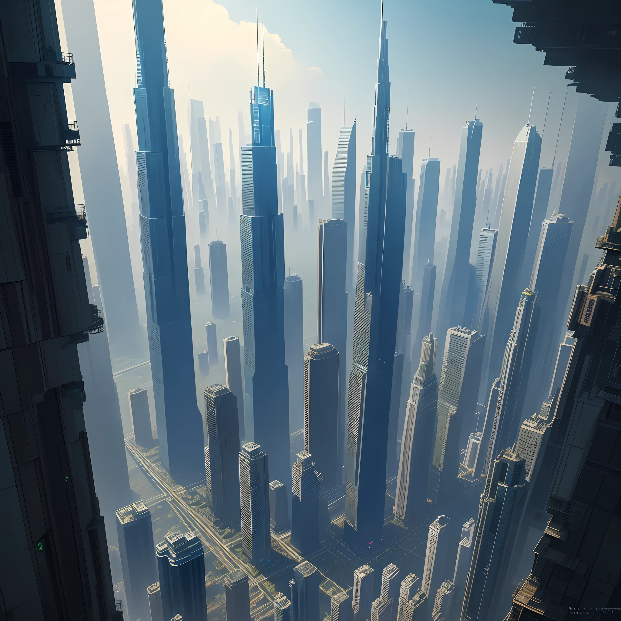 megastructure skyscrapers cyberpunk sci-fi top quality ultra high definition megacity masterpiece world metropolis