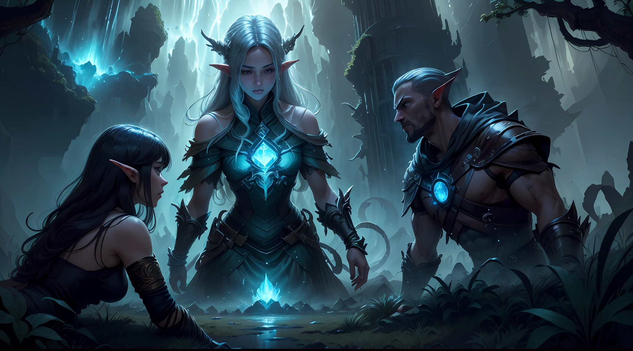 ((Best quality)), ((masterpiece)), (highly detailed:1.3)3D,tanjoreai , Amidst a realm of enchantment and mythical wonders, tales of (heroes:1.1) and (heroines:1.2) unfold. In this realm, ancient prophecies foretell the rise of a chosen champion destined to confront a malevolent force threatening to plunge the world into eternal darkness. The path to victory lies scattered across exotic and otherworldly landscapes, from mist-shrouded forests to towering crystalline peaks and (ethereal floating islands:1.1).Harnessing the arcane arts, (mighty wizards:1.1) conjure spells that weave intricate patterns of magic, while (elven archers:1.1) unleash arrows infused with ancient power. (Dwarven smiths craft legendary weapons:1.1) imbued with the essence of mythical creatures, capable of vanquishing even the most formidable foes.The heroes embark on a perilous quest, guided by ancient scrolls and cryptic riddles. Along their journey, they encounter wise mystics, shape-shifting creatures, and (mysterious sorceresses:1.1) who possess forbidden knowledge.As the heroes traverse the realms, ancient ruins and forgotten temples reveal long-lost secrets and powerful artifacts. The clash of steel and the crackling of (magical energies:1.1) echo through ancient battlegrounds, as the destiny of the world hangs in the balance. The heroes must summon unwavering courage, unwavering unity, and unlock their true potential to overcome seemingly insurmountable odds and fulfill their heroic destinies.In this realm of high fantasy, where the realms of magic and technology intertwine, where legends are born and (epic:1.2) sagas unfold, where heroes rise and villains fall, embark on a grand adventure that will captivate the imagination and transport you to a world where anything is possible,HDR (High Dynamic Range),Ray Tracing,NVIDIA RTX,Super-Resolution,Unreal 5,Subsurface scattering,PBR Texturing,Post-processing,Anisotropic Filtering,Depth-of-field,Maximum clarity and sharpness,Multi-layered textu