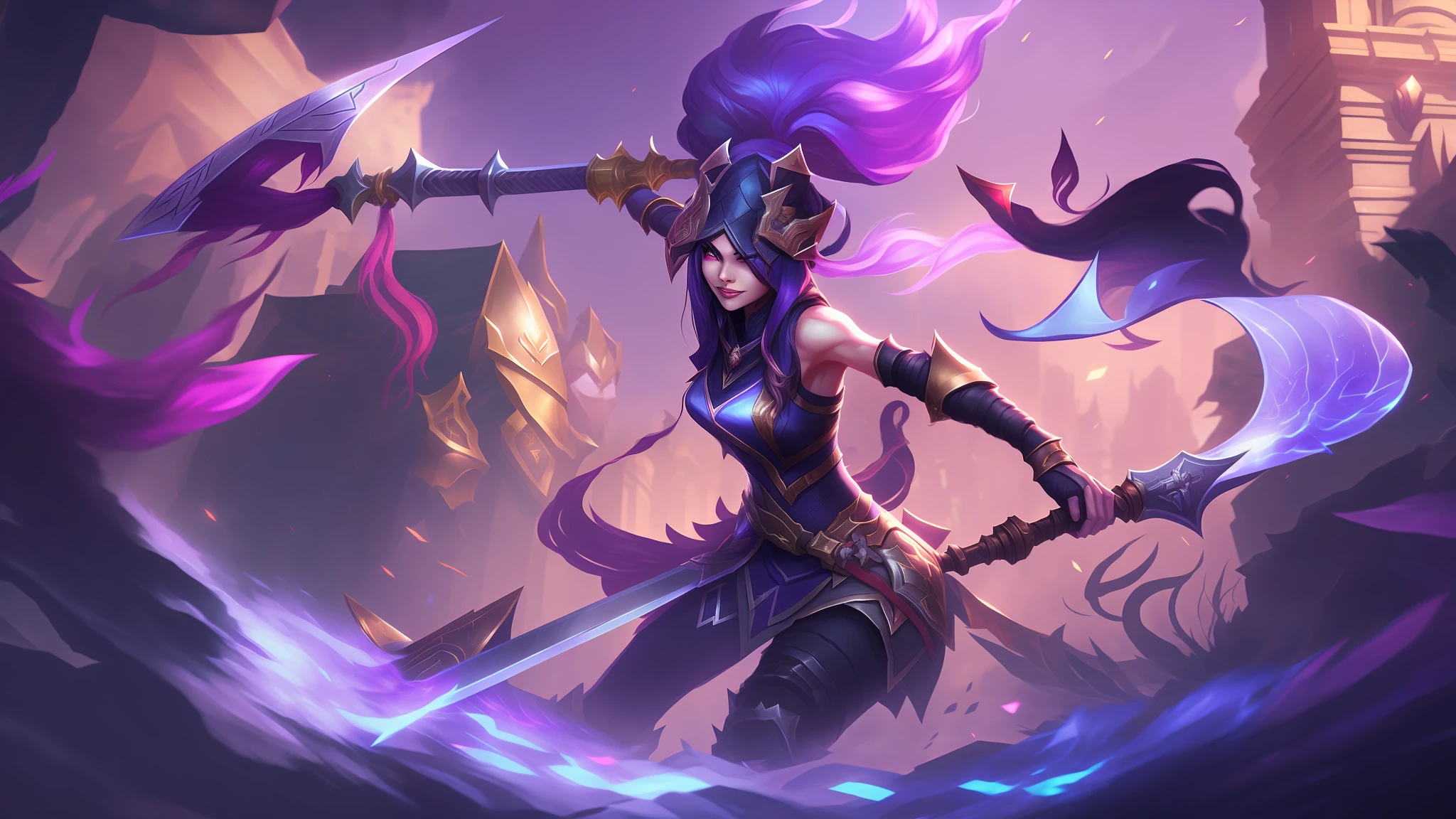Close-up of a woman holding a sword, LeBron, League of Legends Splash Art, Irelia, League of Legends Samira, Akali, League of Legends character art, Arcane Jinx, Official Splash Art, League of Legends Splash Art, League of Legends style art, League of Legends characters, League of Legends Art Style --auto --s2