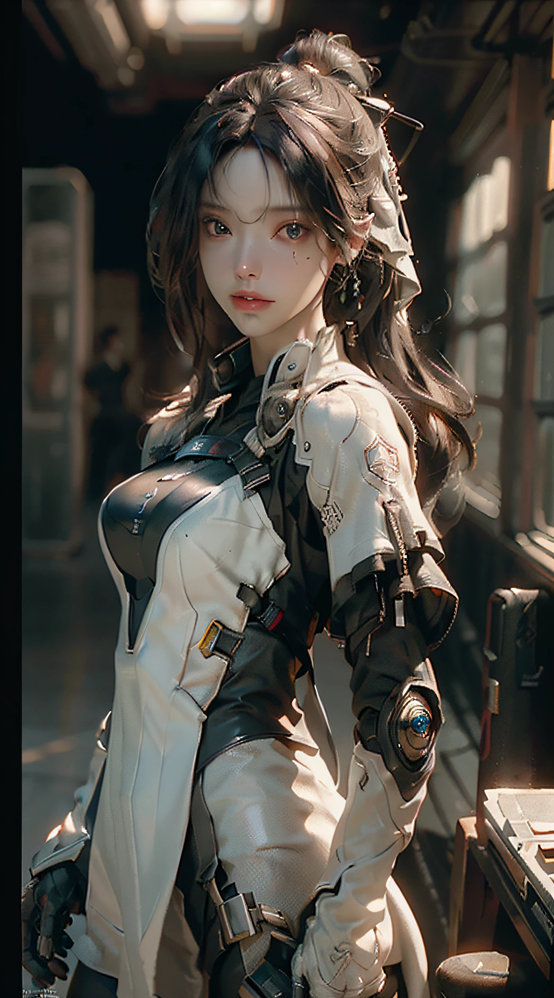((Best quality)), ((masterpiece)), (detailed:1.4), 3D, an image of a beautiful cyberpunk female,HDR (High Dynamic Range),Ray Tracing,NVIDIA RTX,Super-Resolution,Unreal 5,Subsurface scattering,PBR Texturing,Post-processing,Anisotropic Filtering,Depth-of-field,Maximum clarity and sharpness,Multi-layered textures,Albedo and Specular maps,Surface shading,Accurate simulation of light-material interaction,Perfect proportions,Octane Render,Two-tone lighting,Wide aperture,Low ISO,White balance,Rule of thirds,8K RAW,