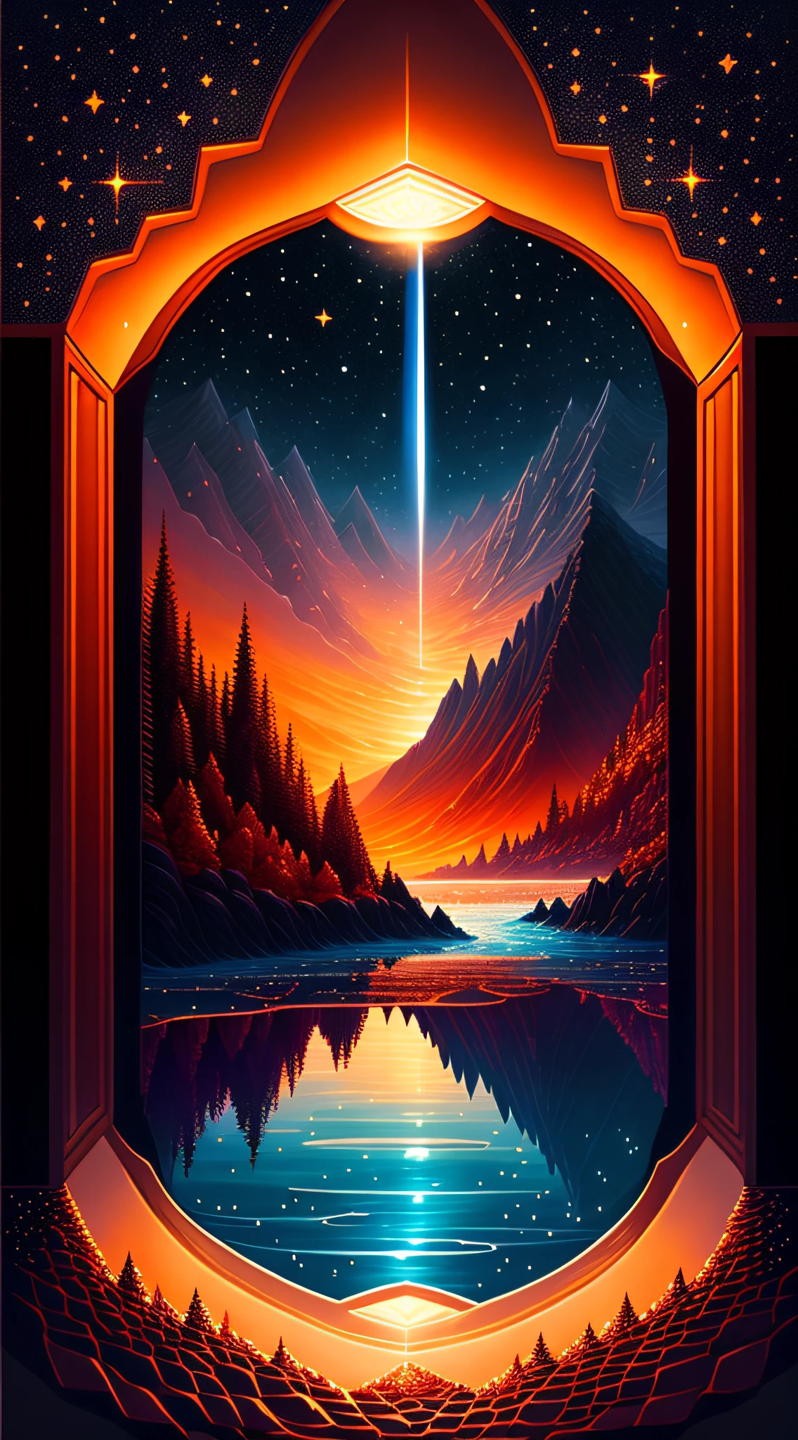 A beautiful Earth full of water and lava, intricate, masterpiece, expert, very detailed, 4k, composition, frame, center, symmetry, painting, intricate, volumetric lighting, beautiful, rich dark masterpiece, sharp focus, ultra-detail, in the style of Dan Mumford and Marc Simonetti, astrophotography