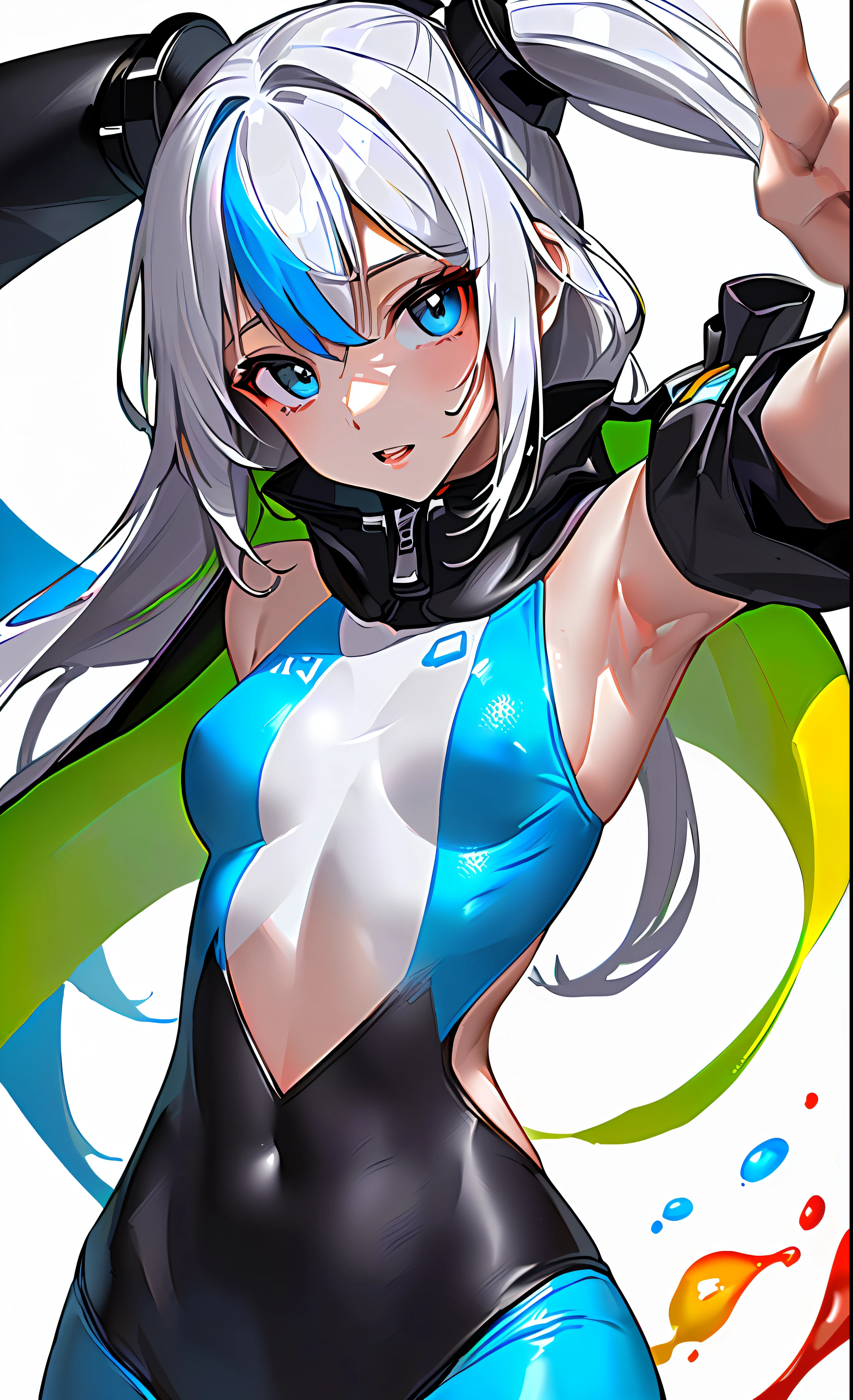 ultra resolution,
1 (slim:1.2) girl, solo, close up, upper body,
look at viewer,
paint splash, multicolor paint, multicolor, colorful