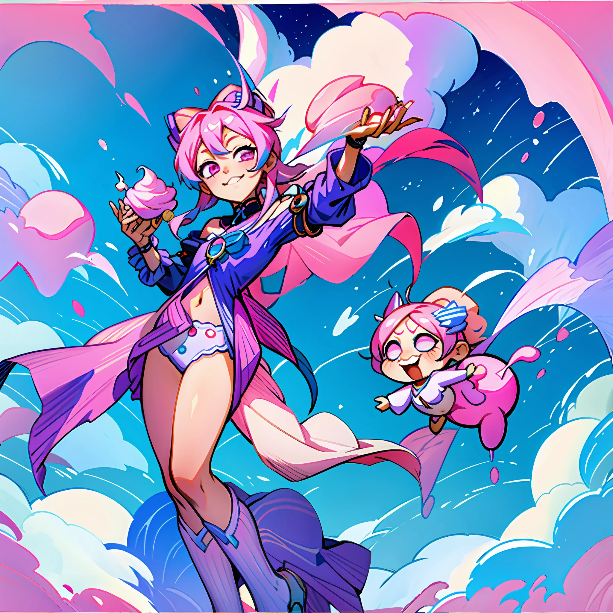 concept art, concept art book, soda, manga page, novel art, lewd, erotic. seductive pose, chibi, small, micro, cloudium, clouds, cloud seeds, cloudium seeds, cloud bush, simple, cute, smily face, white circle happy, silly, adorable, farm, candy, sugar, cotton candy, pink hair, pink eyes, navel, thighs, panties, holding cotton candy, blasting cotton candy, explosion, nebula, white magic stars,cum