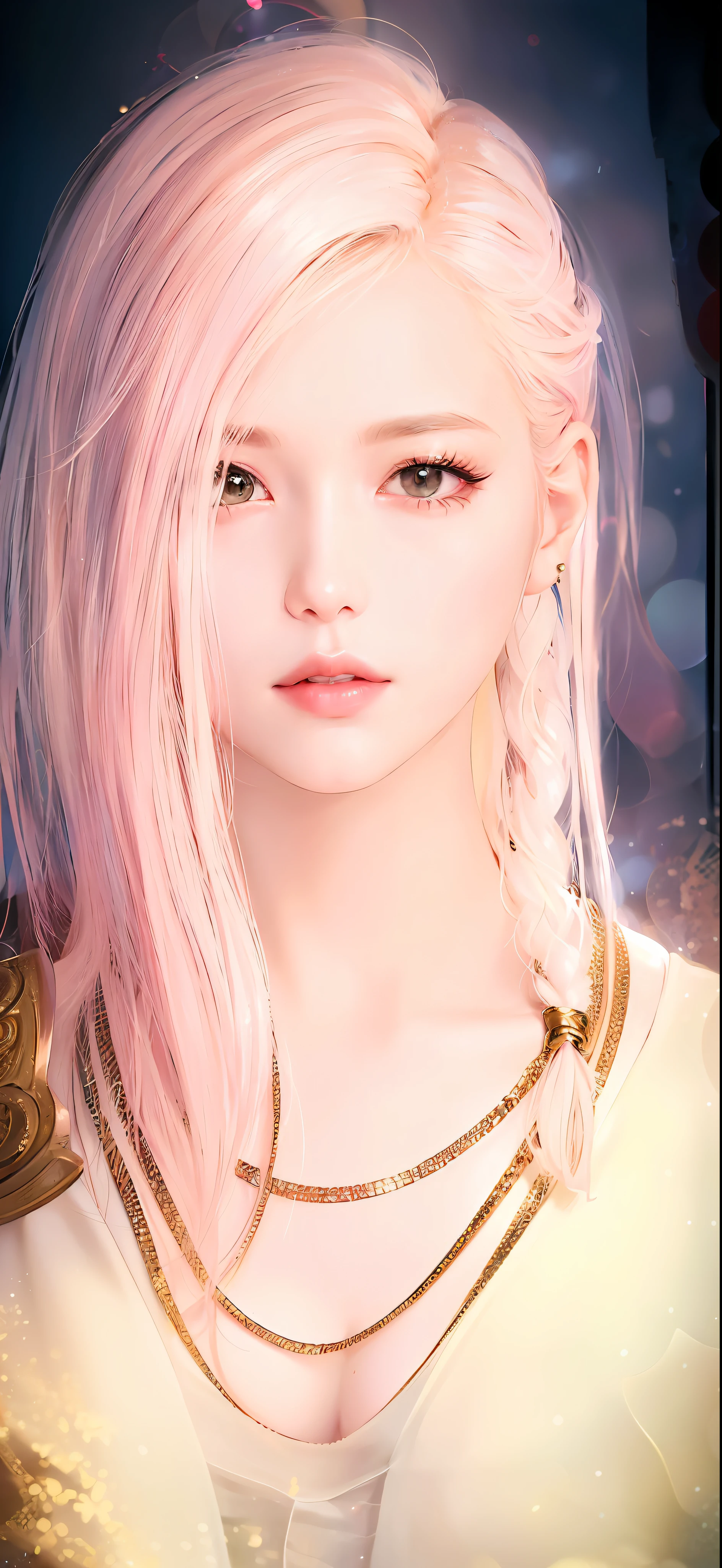(8k, RAW photo, photorealistic:1.25) ,( lipgloss, eyelashes, gloss-face, glossy skin, best quality, ultra highres, depth of field, chromatic aberration, caustics, Broad lighting, natural shading, Kpop idol) looking at the audience With serenity and goddess-like bliss,