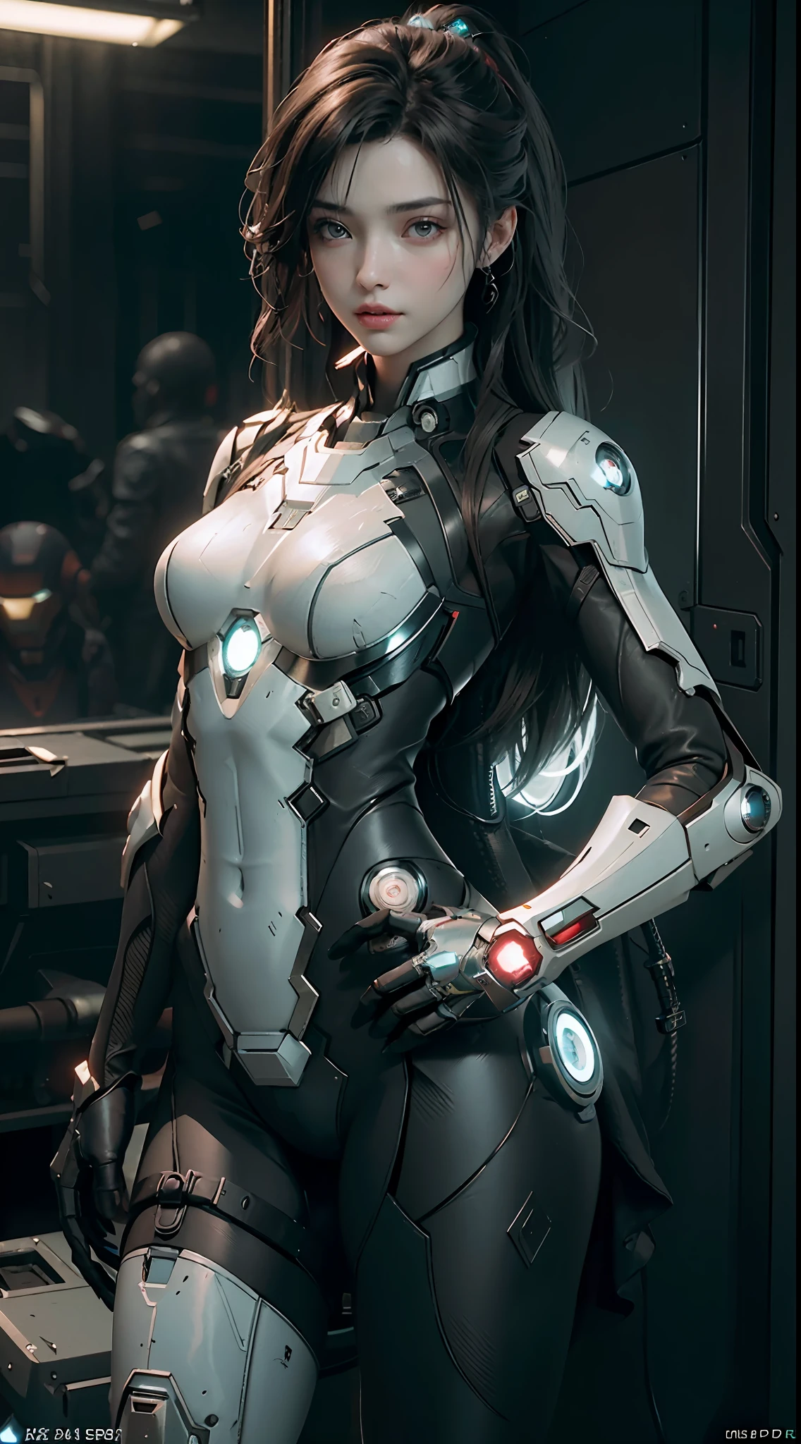 ((Best Quality)), (Masterpiece)), (Details:1.4), 3D, Beautiful Cyberpunk Woman Image,Iron Man, Shiny Metal Suit,HDR,High Dynamic Range,Ray Tracing,NVIDIA RTX,Super Resolution,Unreal 5,Subsurface Scattering,PBR Texturing,Post-Processing,Anisotropic Filtering,Depth of Field , Maximum Clarity and Sharpness, Multilayer Textures, Albedo and Specular Maps, Surface Shading, Accurate Simulation of Light-Material Interactions, Perfect Proportions, Octane Rendering, Two-Tone Lighting, Wide Aperture, Low ISO, White Balance, Rule of Thirds, 8K RAW,