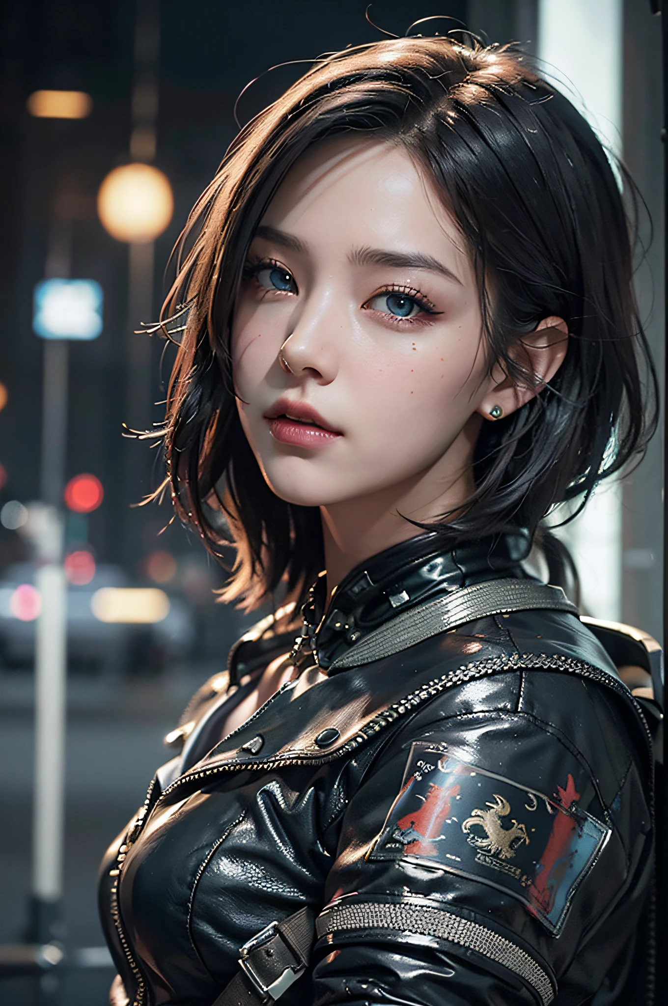 masterpiece, photorealism, buckshot, beautiful detailed shiny hair, beautiful woman with dragon tattoo on back, show back, cyberpunk night city, beautiful detailed eyes, pixiv, high quality, 8k, elaborate, unreal engine 5, gorgeous and ultra detailed, edge lighting, highly detailed, fine detail