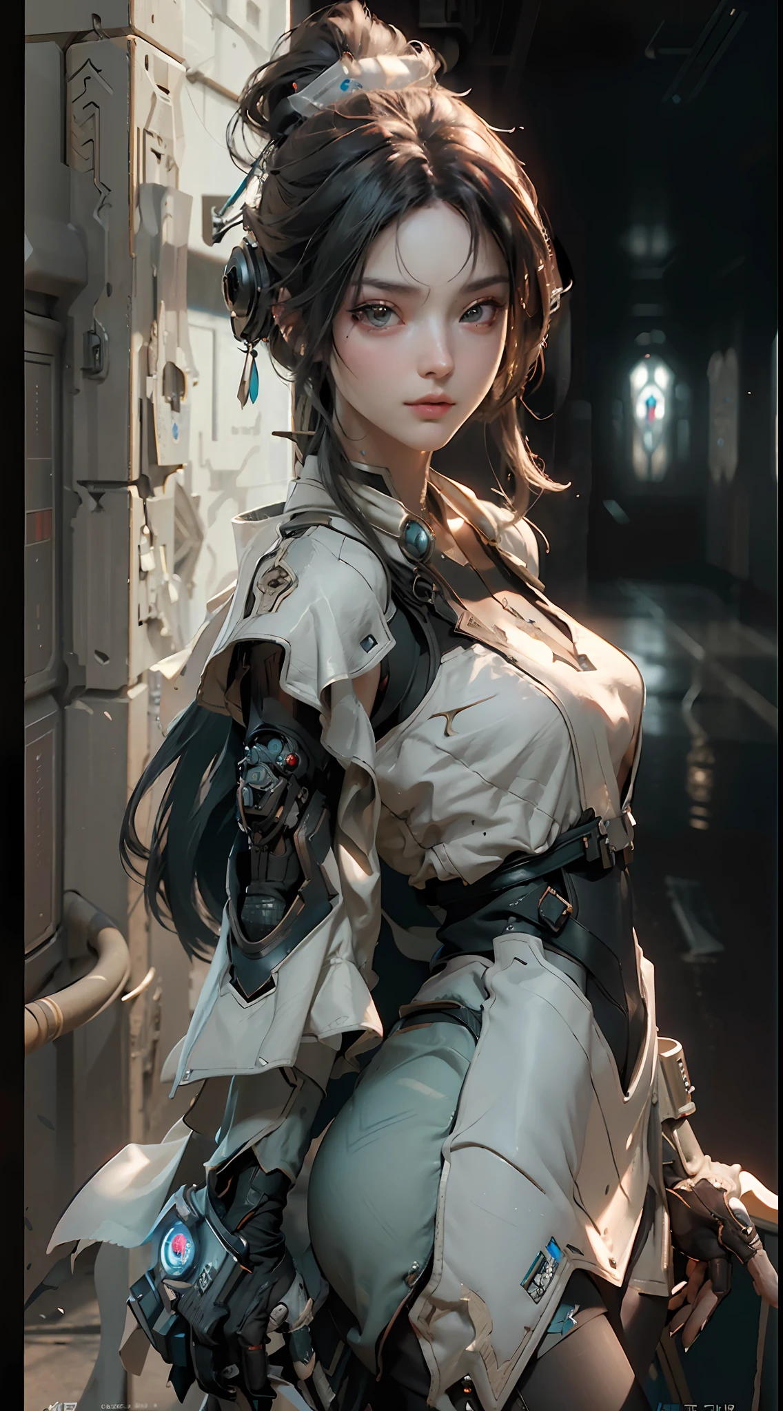 ((Best quality)), ((masterpiece)), (detailed:1.4), 3D, an image of a beautiful cyberpunk female,HDR (High Dynamic Range),Ray Tracing,NVIDIA RTX,Super-Resolution,Unreal 5,Subsurface scattering,PBR Texturing,Post-processing,Anisotropic Filtering,Depth-of-field,Maximum clarity and sharpness,Multi-layered textures,Albedo and Specular maps,Surface shading,Accurate simulation of light-material interaction,Perfect proportions,Octane Render,Two-tone lighting,Wide aperture,Low ISO,White balance,Rule of thirds,8K RAW,