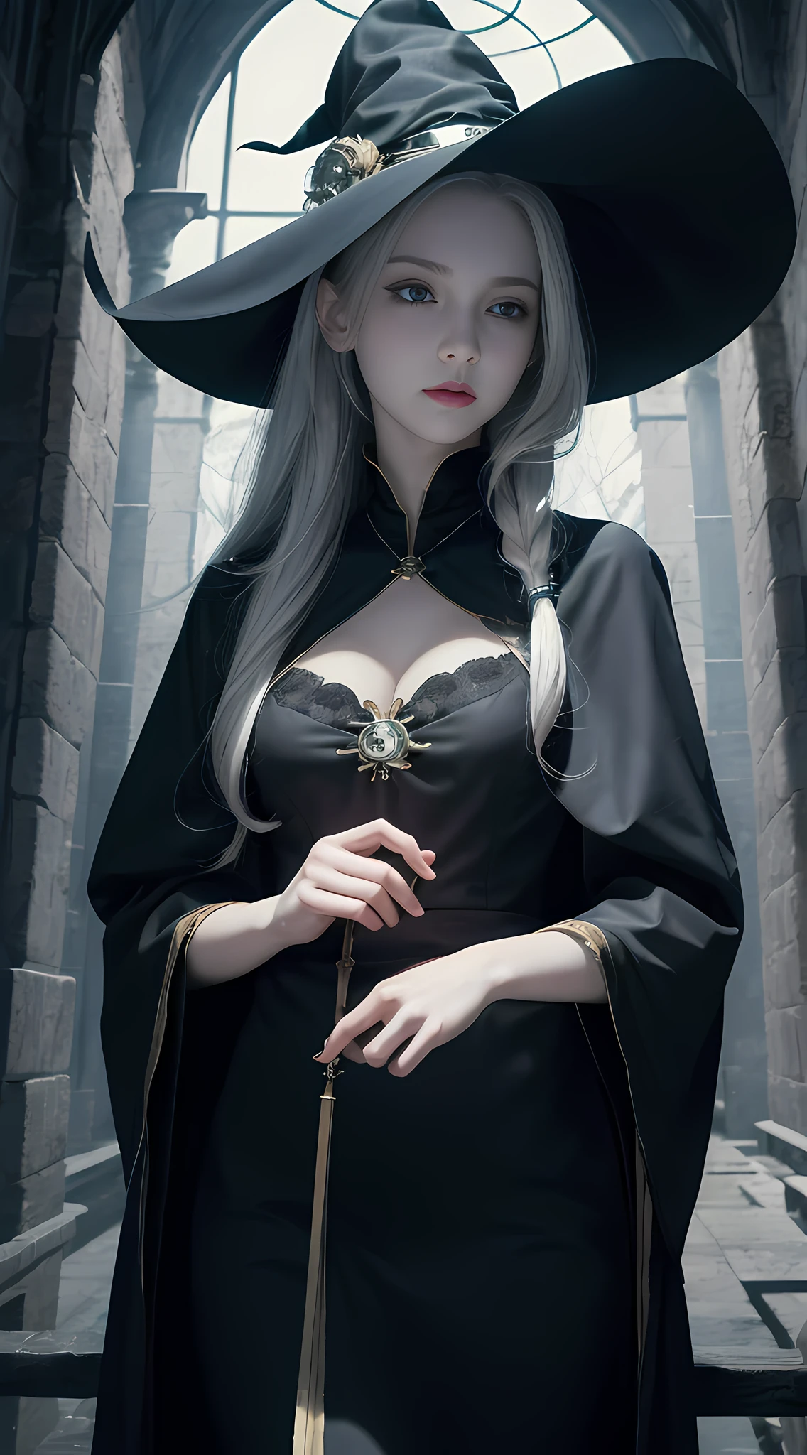 (1girl:1.3), Solo, Body Parts, Pale Skin, Official Art, Unified 8k Wallpaper, Ultra Detail, Beauty and Aesthetics, Beauty, Masterpiece, Best Quality, Fantastic Atmosphere, Calm Color Palette, Peaceful Mood, Soft Shadows, Witch Priestess, Charisma Spell, Talisman, Witch Duty,