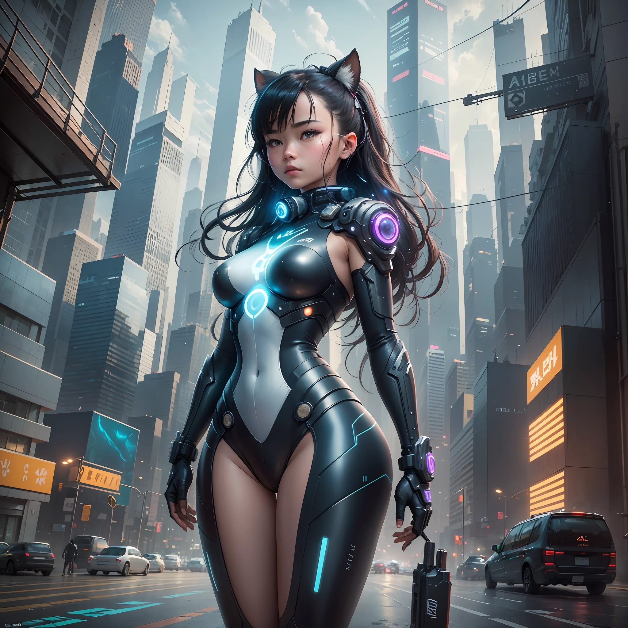 /imagine Create an awe-inspiring 16K image using the power of SeaArt AI. Transport us to a futuristic cyberpunk city with an Asian girl as the focal point. The cityscape should stretch into the distance, offering a wide and detailed view without any distortion. Utilize the capabilities of SeaArt AI to render an ultra-realistic scene with vibrant colors, intricate details, and perfectly composed lighting. Make the image visually stunning, surpassing the best human-created artwork to date. --ar 16:9  Tags: awe-inspiring, 16K image, SeaArt AI, futuristic cyberpunk city, Asian girl, wide view, detailed, ultra-realistic, vibrant colors, intricate details, perfect lighting, visually stunning, surpass human artistry. --auto --s2