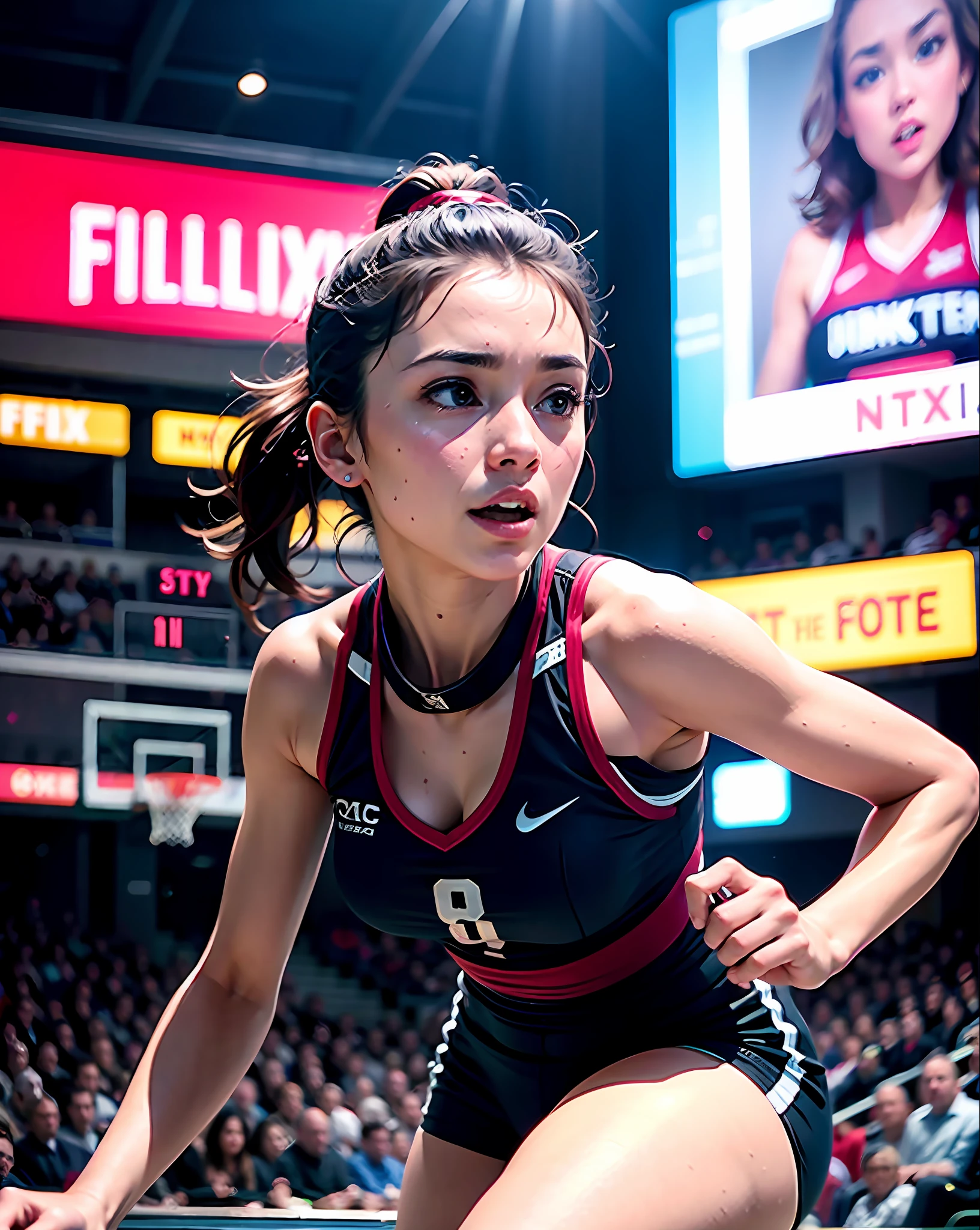 HANDEBOL player on the court with score 99 to 66 BEST POSSIBLE CINEMATIC QUALITY AND NETFLIX FILM QUALITY