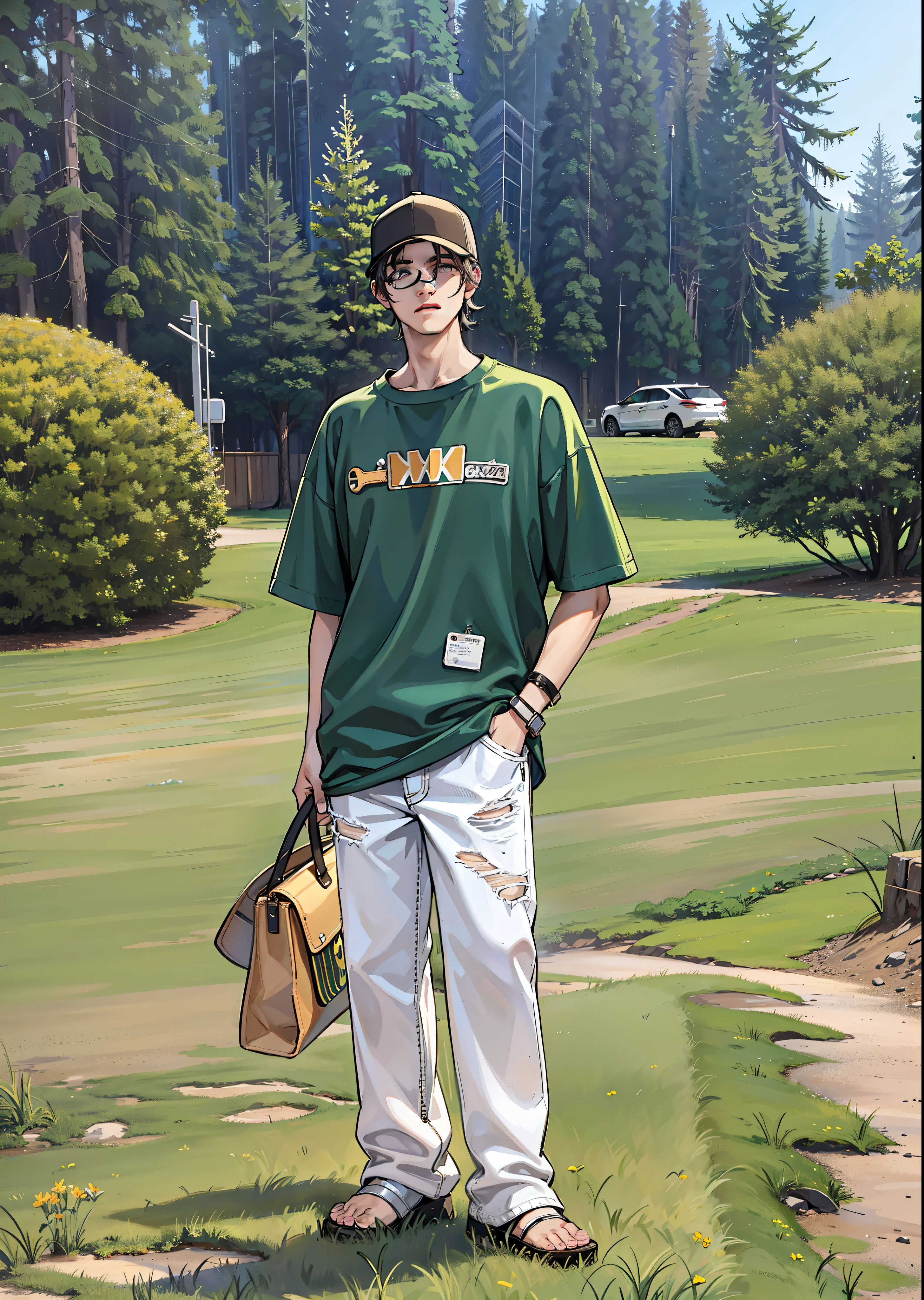 boy, vertical painting, natural light, global light, front view, fashion, pattern, fashion, trendy brand, tank top, cool, suspenders, zippers, buttons, pattern, logo, pleats, jeans, belt, sophisticated, sequins, sparkle, generate more details, t-shirt, trousers, handbag, shiny,, modern, anime style, anime, modern, futuristic, first-person perspective, panorama, concept art, uhd, masterpiece, ccurate, super detail, high detail, high quality, best quality, High resolution, no background, white background