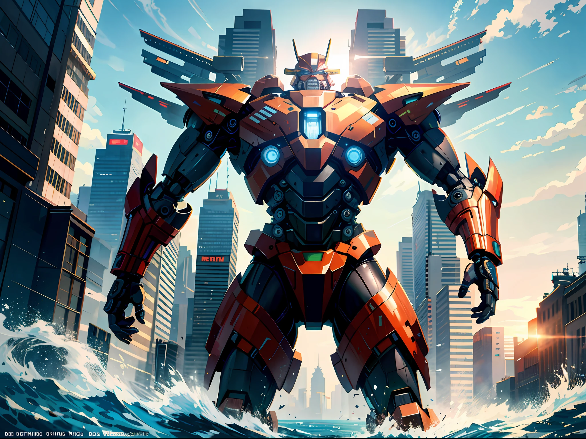 High resolution, highest quality, illustrations, super detailed, mighty and domineering giant mecha, Pacific Rim,