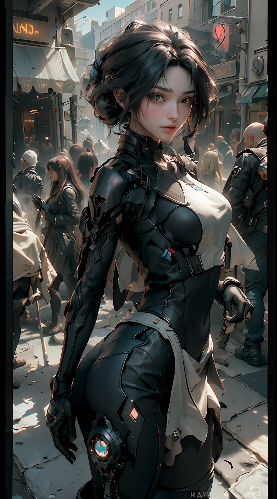 ((Best quality)), ((masterpiece)), (detailed:1.4), 3D, an image of a beautiful cyberpunk female,HDR (High Dynamic Range),Ray Tracing,NVIDIA RTX,Super-Resolution,Unreal 5,Subsurface scattering,PBR Texturing,Post-processing,Anisotropic Filtering,Depth-of-field,Maximum clarity and sharpness,Multi-layered textures,Albedo and Specular maps,Surface shading,Accurate simulation of light-material interaction,Perfect proportions,Octane Render,Two-tone lighting,Wide aperture,Low ISO,White balance,Rule of thirds,8K RAW,
