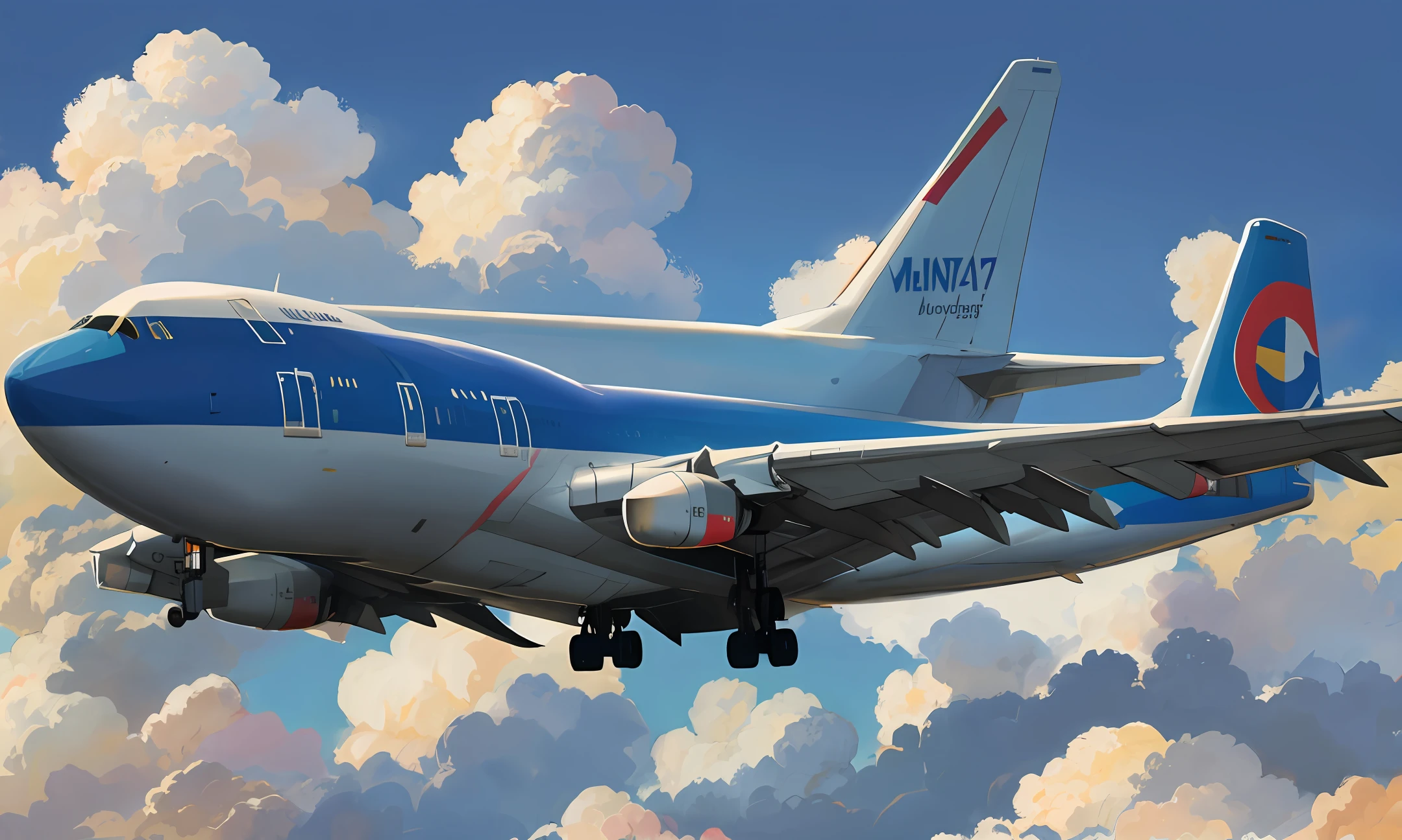 Boing 747 . in the sky.