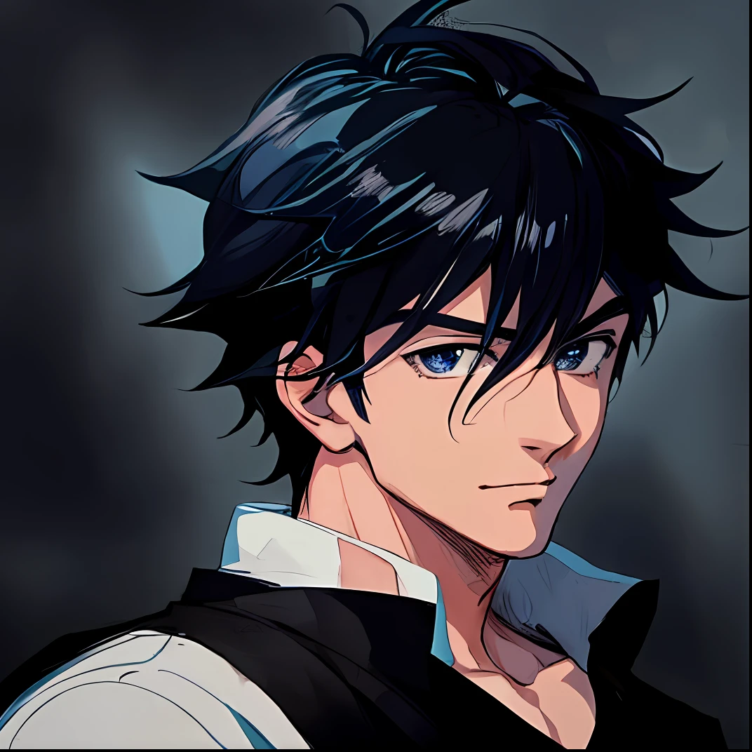 anime boy with blue eyes and black hair in a white shirt, handsome guy in demon slayer art, high quality anime artstyle, anime style portrait, anime artstyle, stunning anime face portrait, male anime style, anime boy, anime portrait of a handsome man, kentaro miura art, young anime man, anime art style, anime handsome man