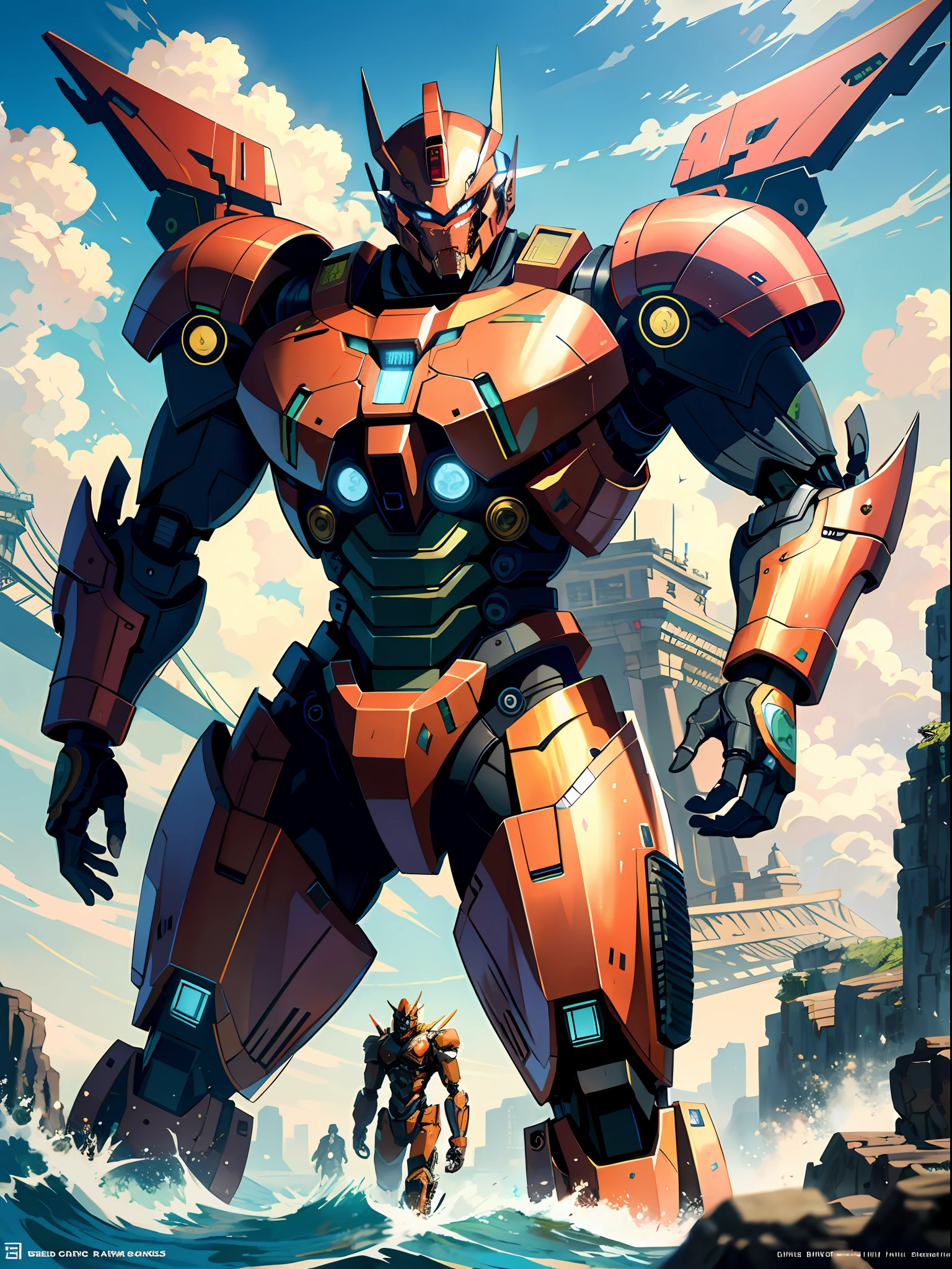High resolution, highest quality, illustrations, super detailed, mighty and domineering giant mecha, Pacific Rim,