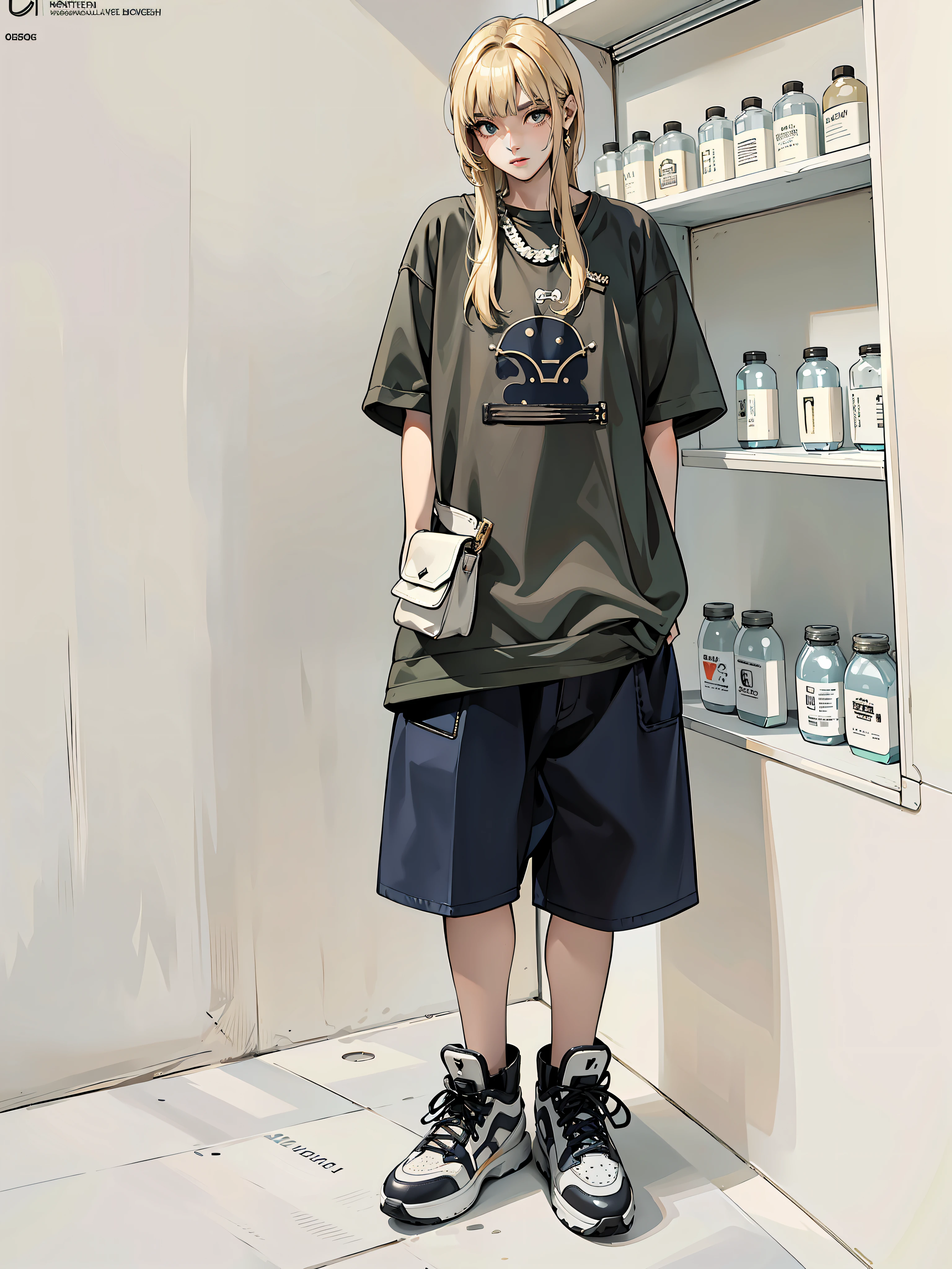 boy, vertical painting, natural light, global light, front view, fashion, pattern, fashion, trendy brand, tank top, cool, suspenders, zippers, buttons, pattern, logo, pleats, jeans, belt, sophisticated, sequins, sparkle, generate more details, t-shirt, shorts, handbag, shiny, modern, anime style, anime, modern, futuristic, first-person perspective, panorama, concept art, uhd, masterpiece, ccurate, super detail, high detail, high quality, best quality, High resolution, no background, white background