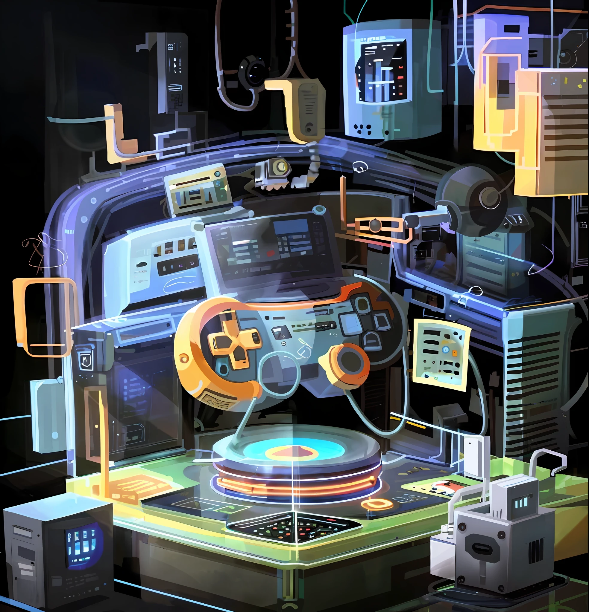 Technology, mechanical, electrical, top-down, vista, HD, OC rendering