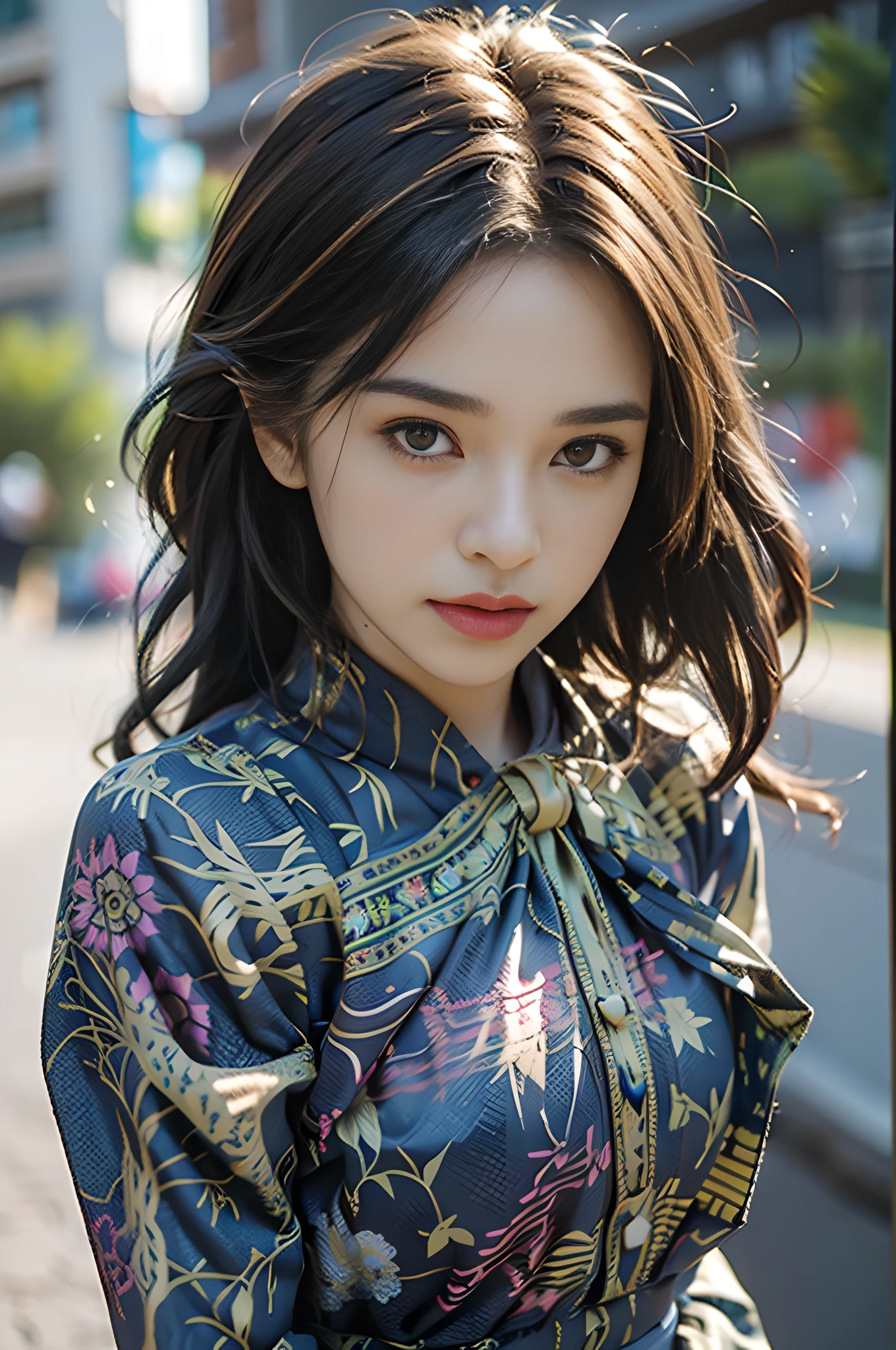 multicolored hair, uhd, retina, masterpiece, anatomically correct, textured skin, super detail, high detail, high quality, high quality, award-winning, best quality, high resolution, (realistic:1.7),((best quality)),absurdres,(ultra high res),(photorealistic:1.6),photorealistic,octane render,(hyperrealistic:1.2), (photorealistic face:1.2), (8k), (4k), (Masterpiece),(realistic skin texture)， a girl, standing on the street, daytime, skirt,heels, multicolored hair, chiaroscuro, depth of field, cinematic lighting, sony fe gm, ultra hd, retina, masterpiece, anatomically correct, textured skin, ultra detail, high detail, award-winning,