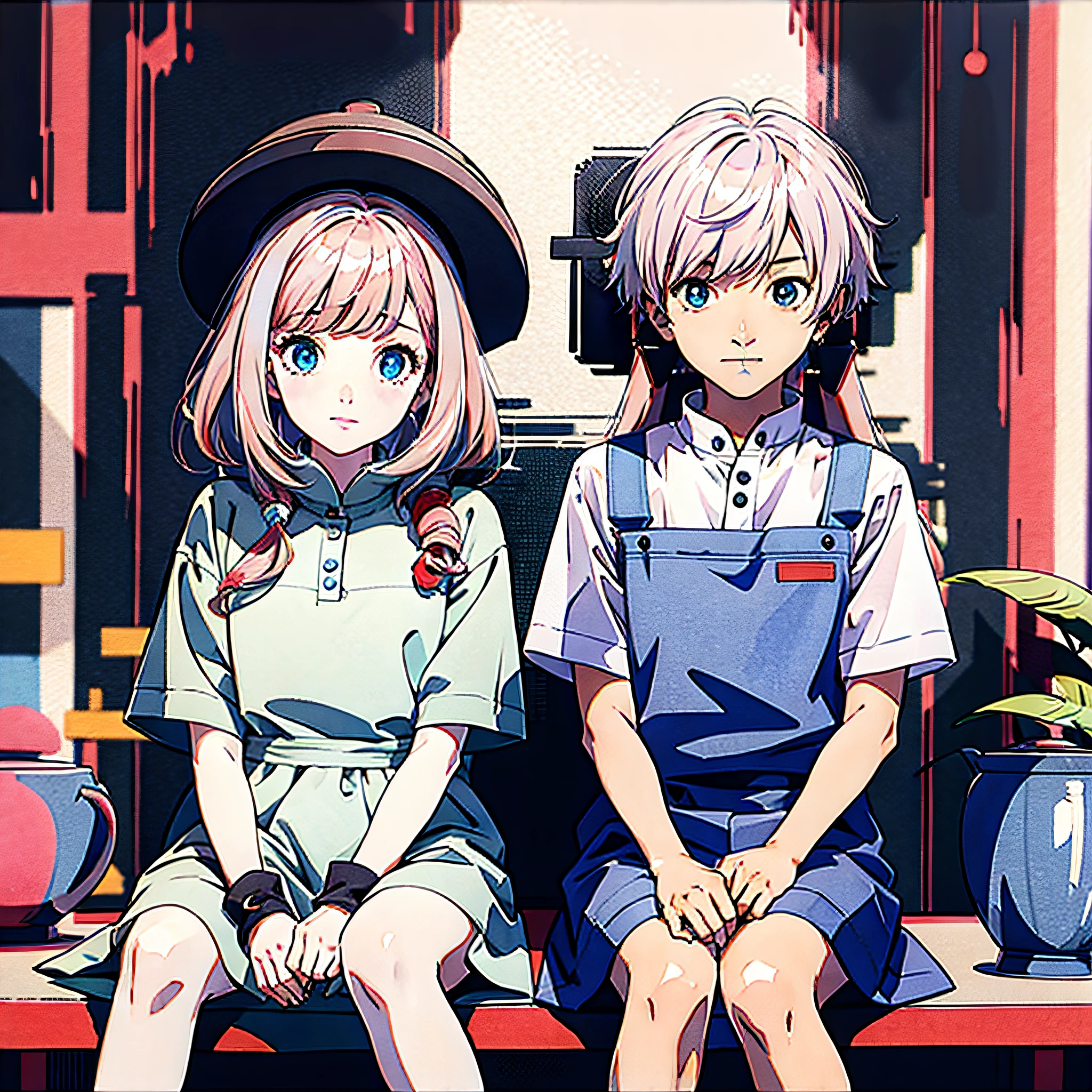1girl and 1boy, sitting,
AND 1girl and 1boy,sitting, tea,(1boy short white hair:1.2) , AND 1gir and 1boy,sitting, tea,(1girl long pink hair:1.2) ,