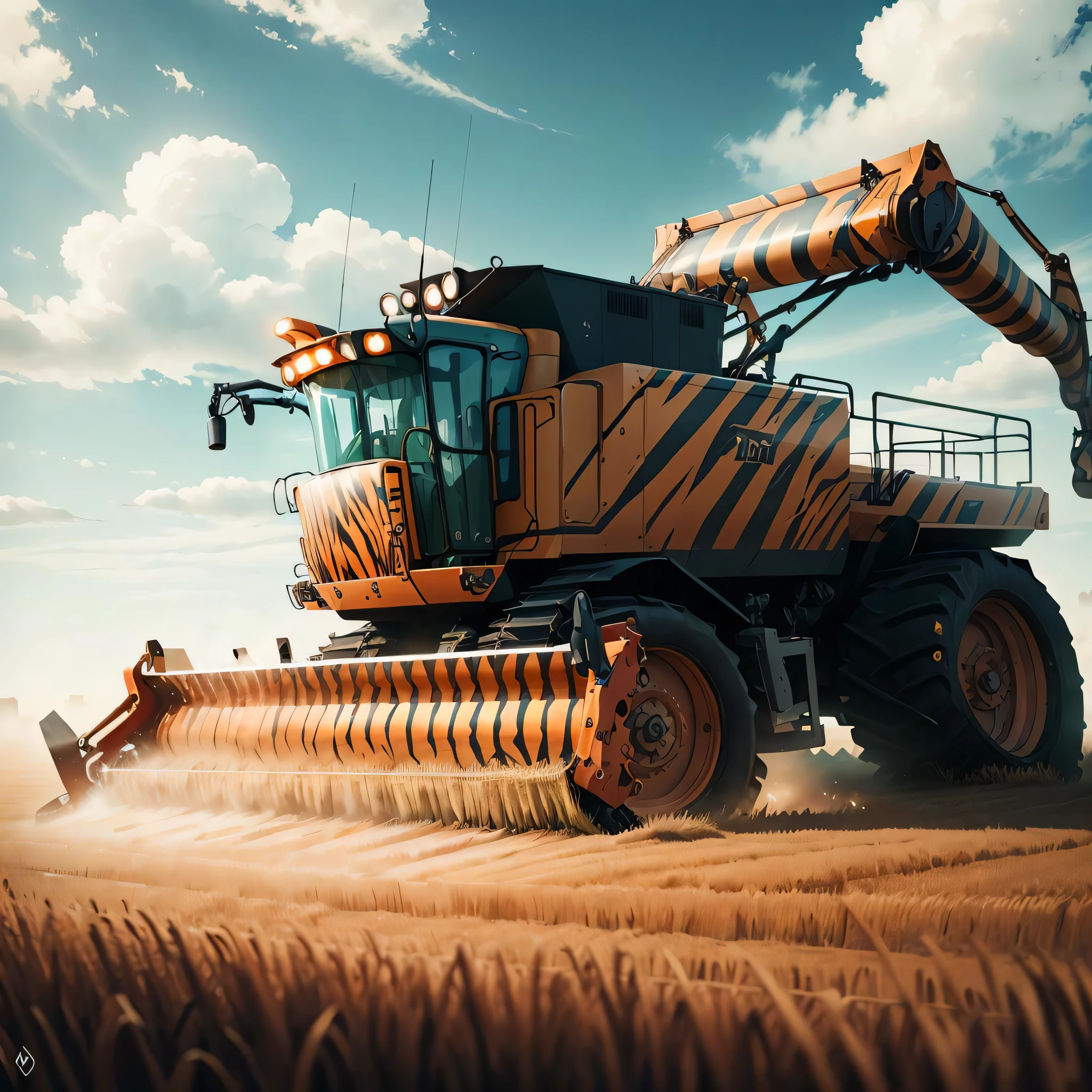 TigerstripeAI combine harvester