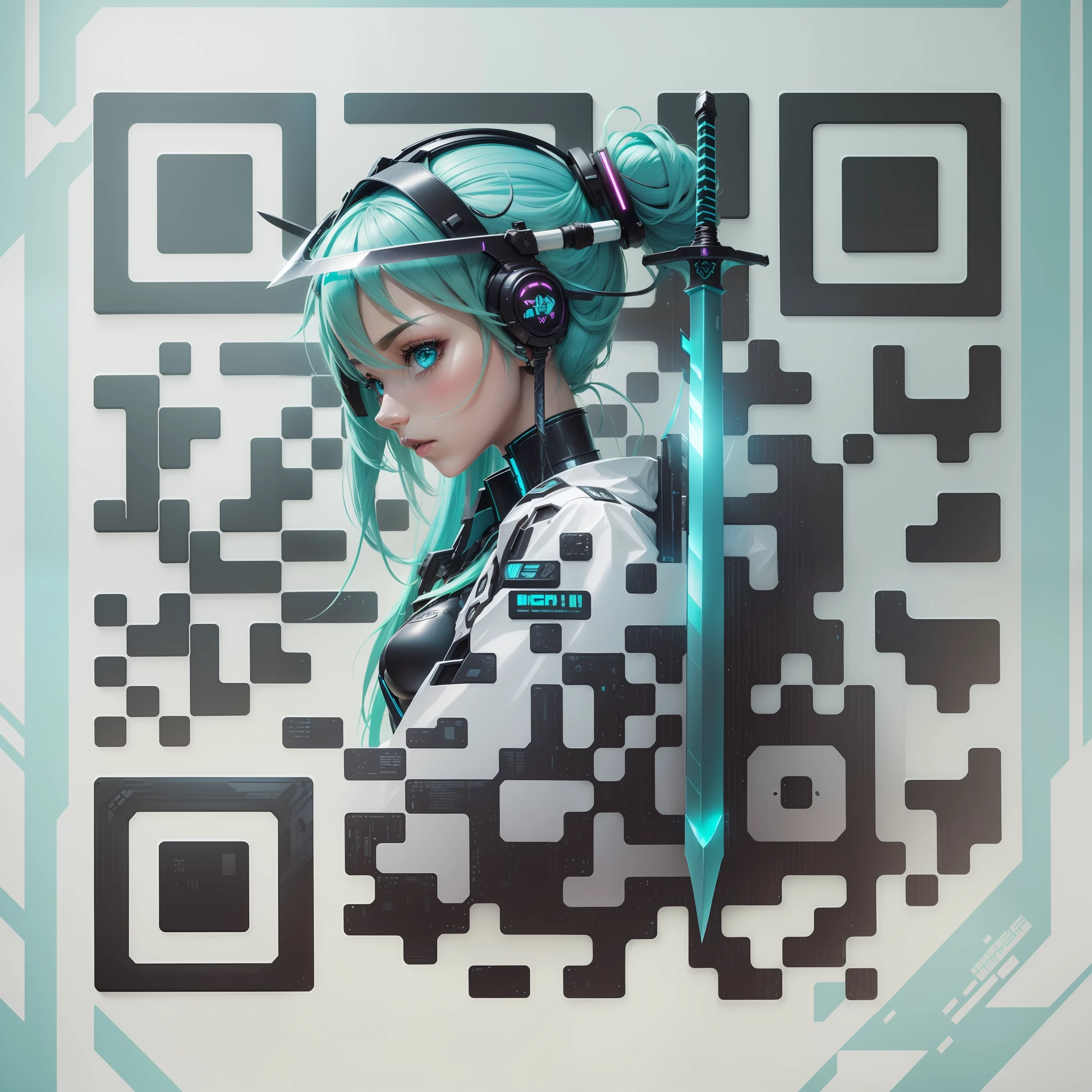 masterpiece, best quality, extremely detailed face, perfect lighting, hatsune miku, cyberpunk, mecha_musume, headgear, mechanical_arms, bodysuit, (holding sword, sword:1.3) ,night, building --auto --s2